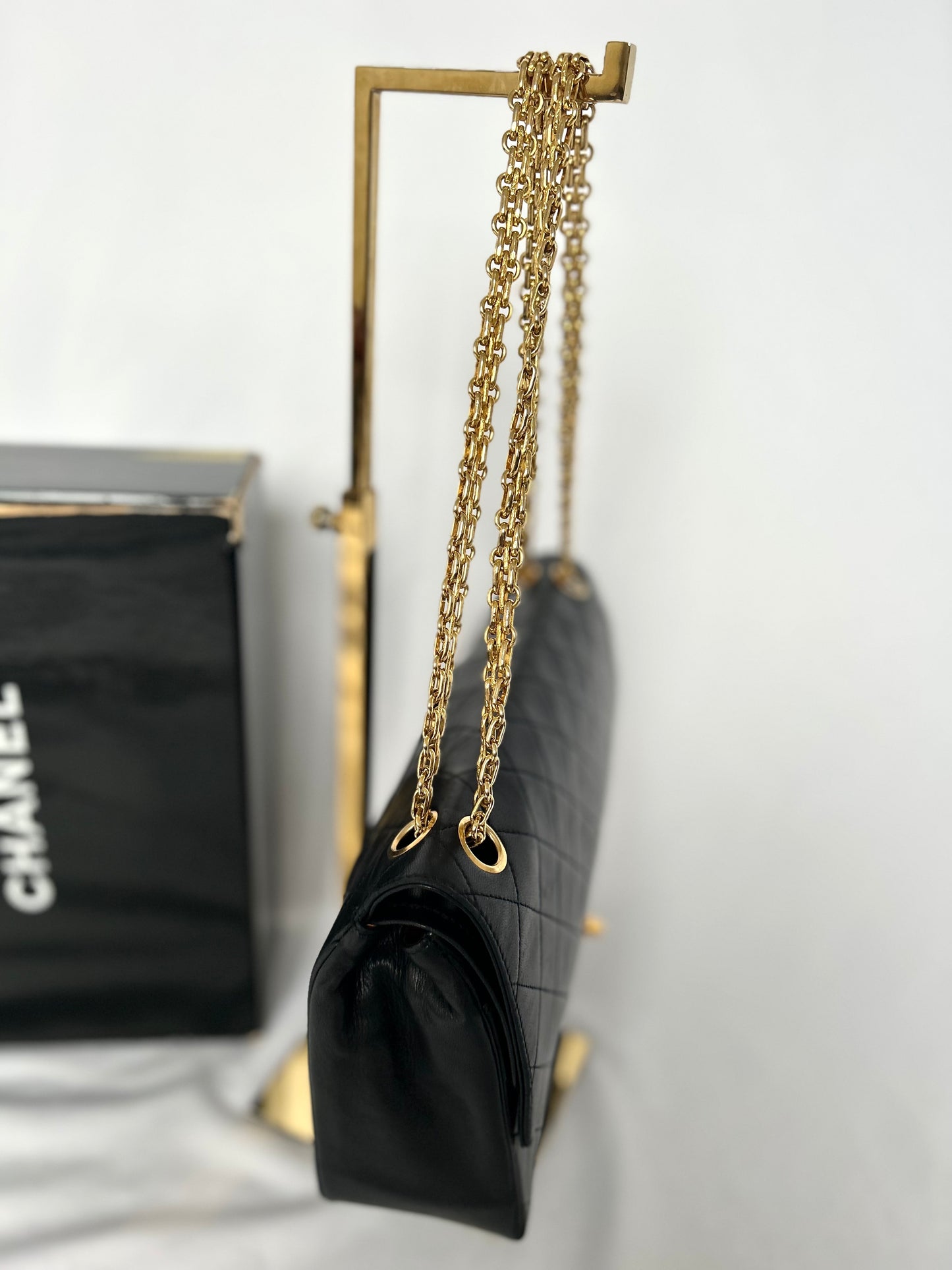 Black Vintage Chanel Lambskin Medium Classic Flap
