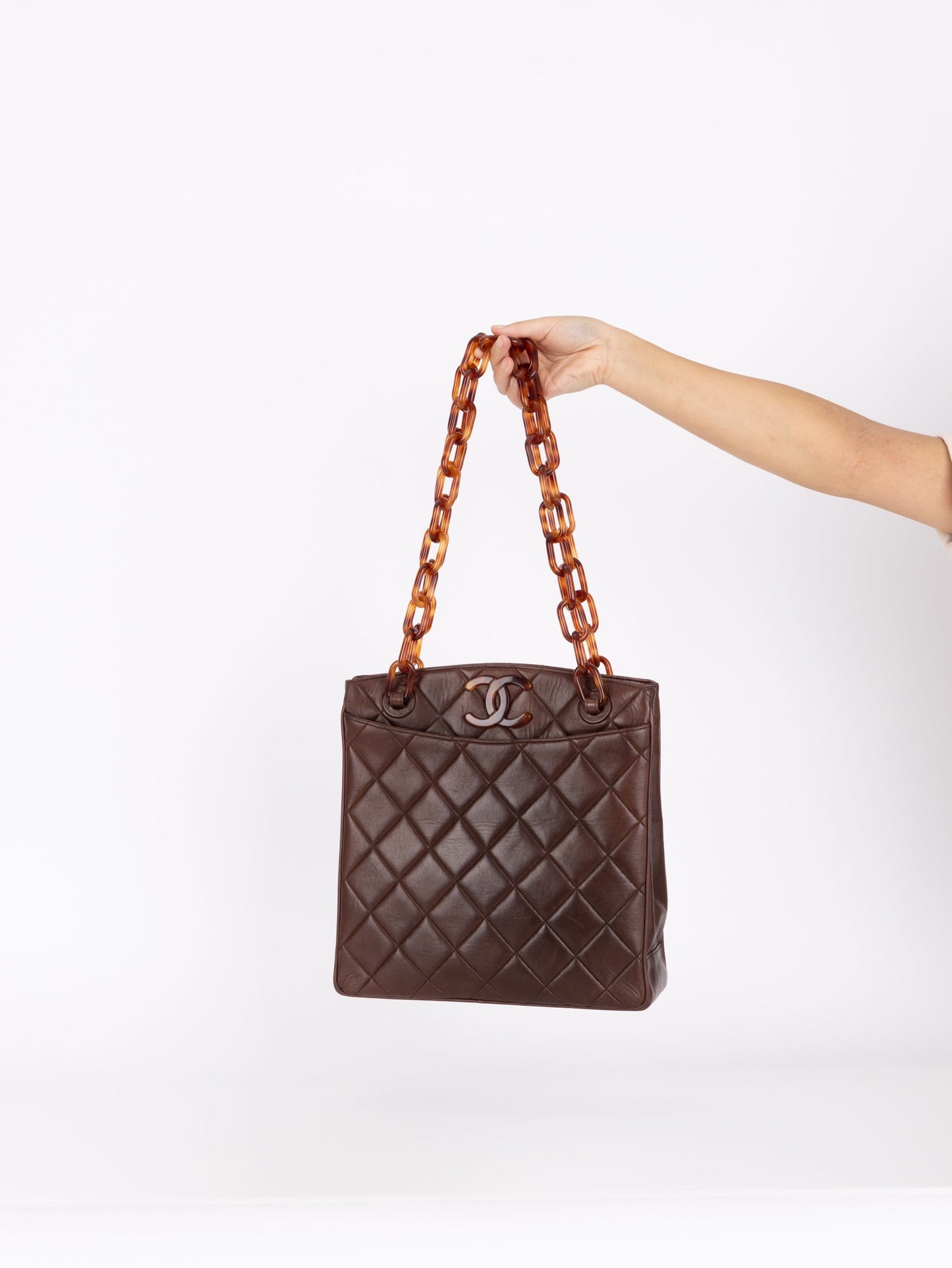 1986 Chanel Lambskin Tortoiseshell Chain Tote