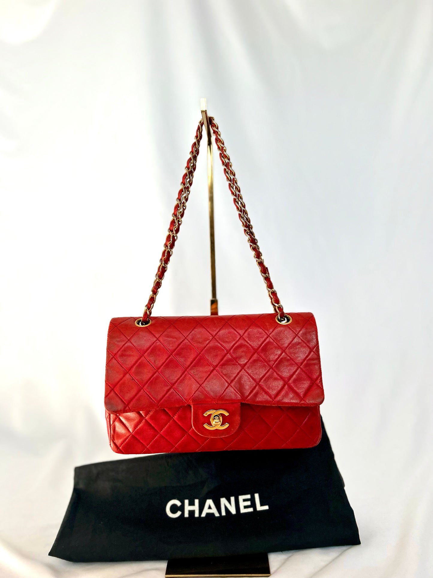 Red Chanel Vintage Lambskin Medium Classic Flap Bag
