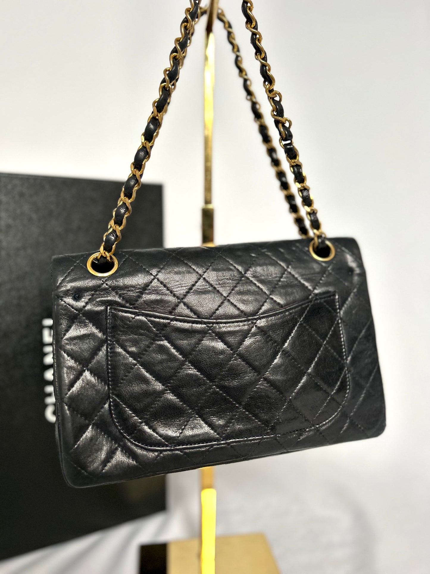 Black Small Vintage Lambskin Chanel Classic Flap