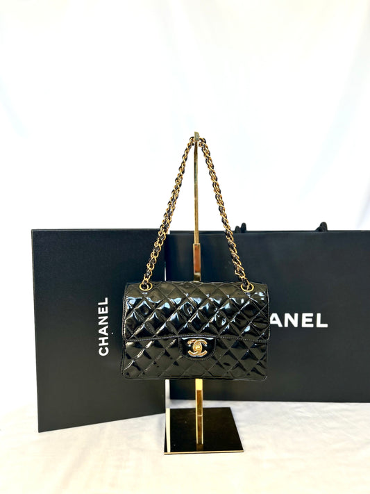 Double Faced Chanel Patent Leather Flap Bag Purse Shoulder Bag