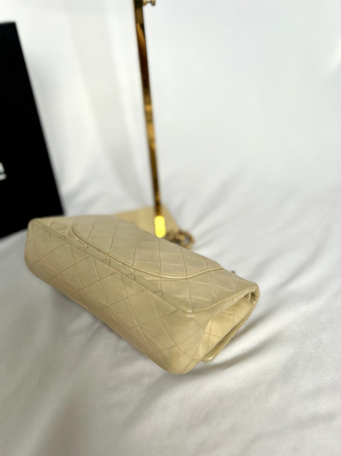 Beige Chanel Vintage Lambskin Medium Classic Flap