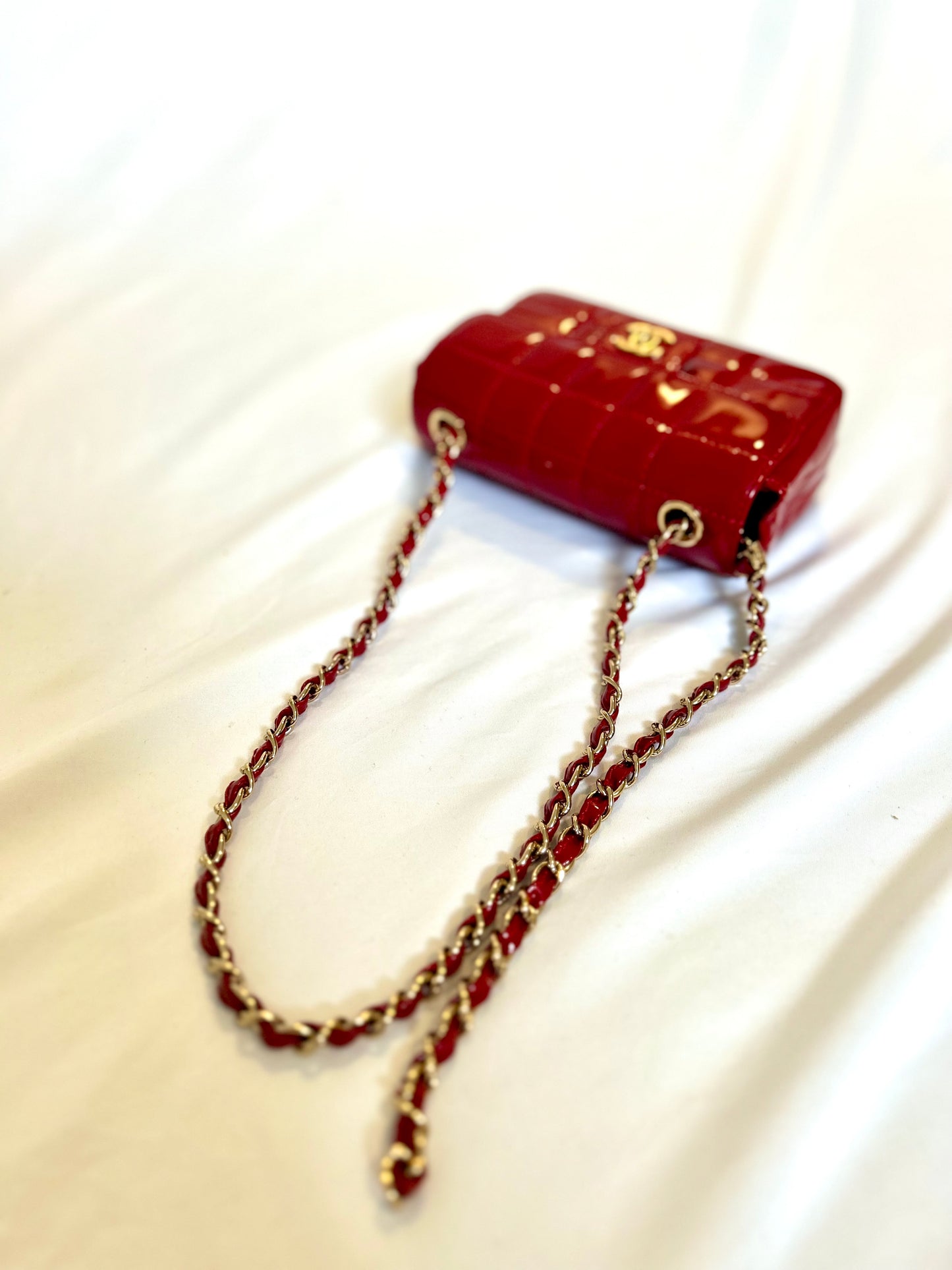 Chanel Red Small Chocolate Bar Flap Bag