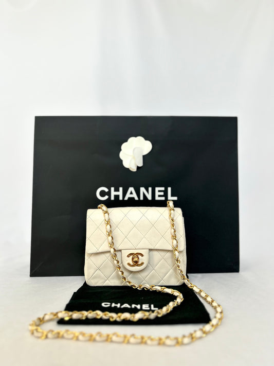 Chanel White Mini Square Flap Bag