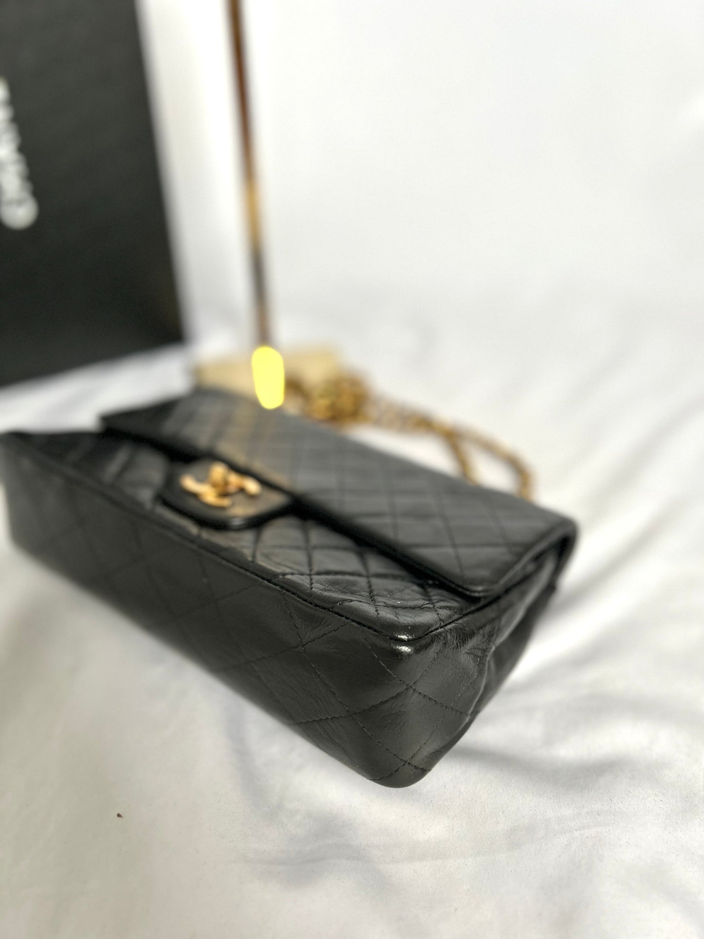 Black Medium Vintage Lambskin Chanel Classic Flap