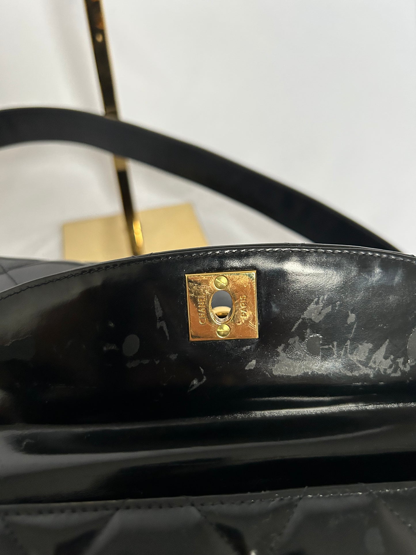 Chanel Double Turnlock Patent Leather Shoulder Bag