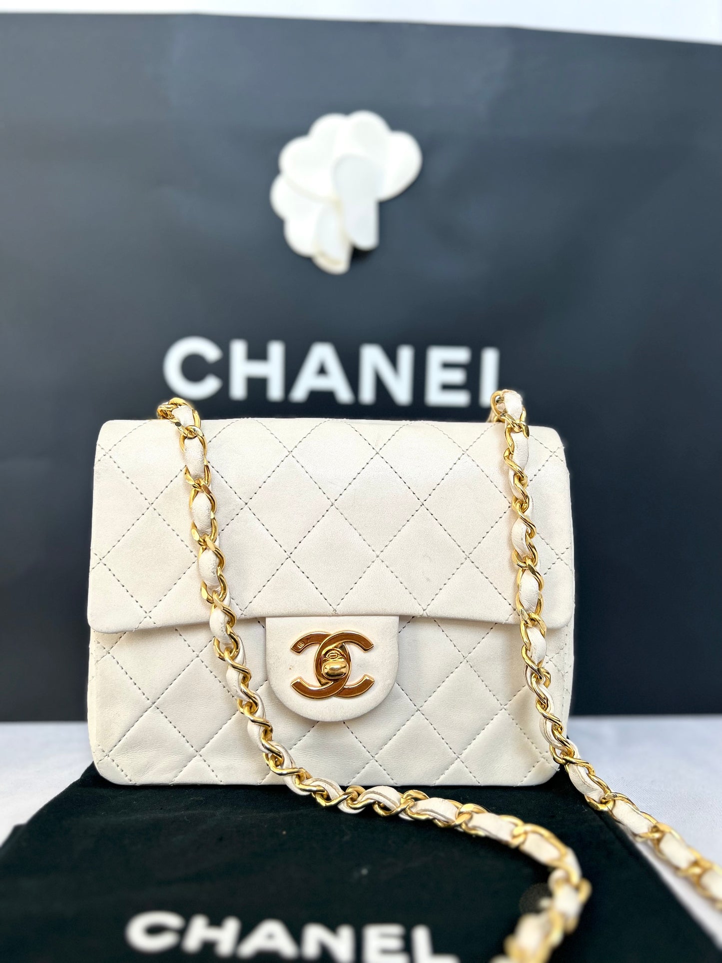 Chanel White Mini Square Flap Bag