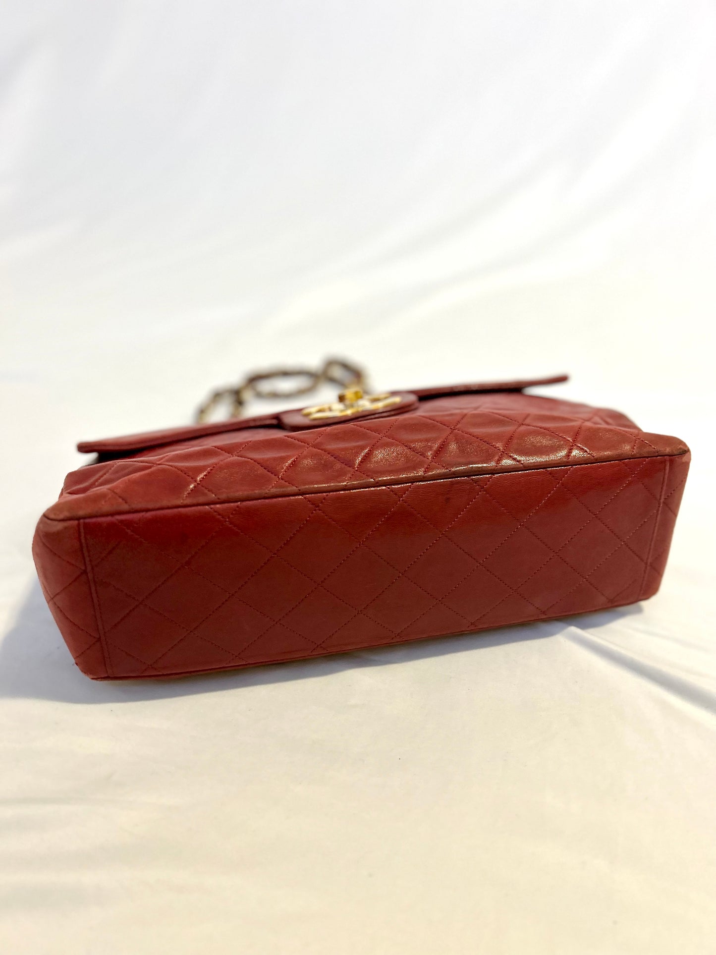 Red Chanel Vintage Lambskin Maxi Flap Bag Purse