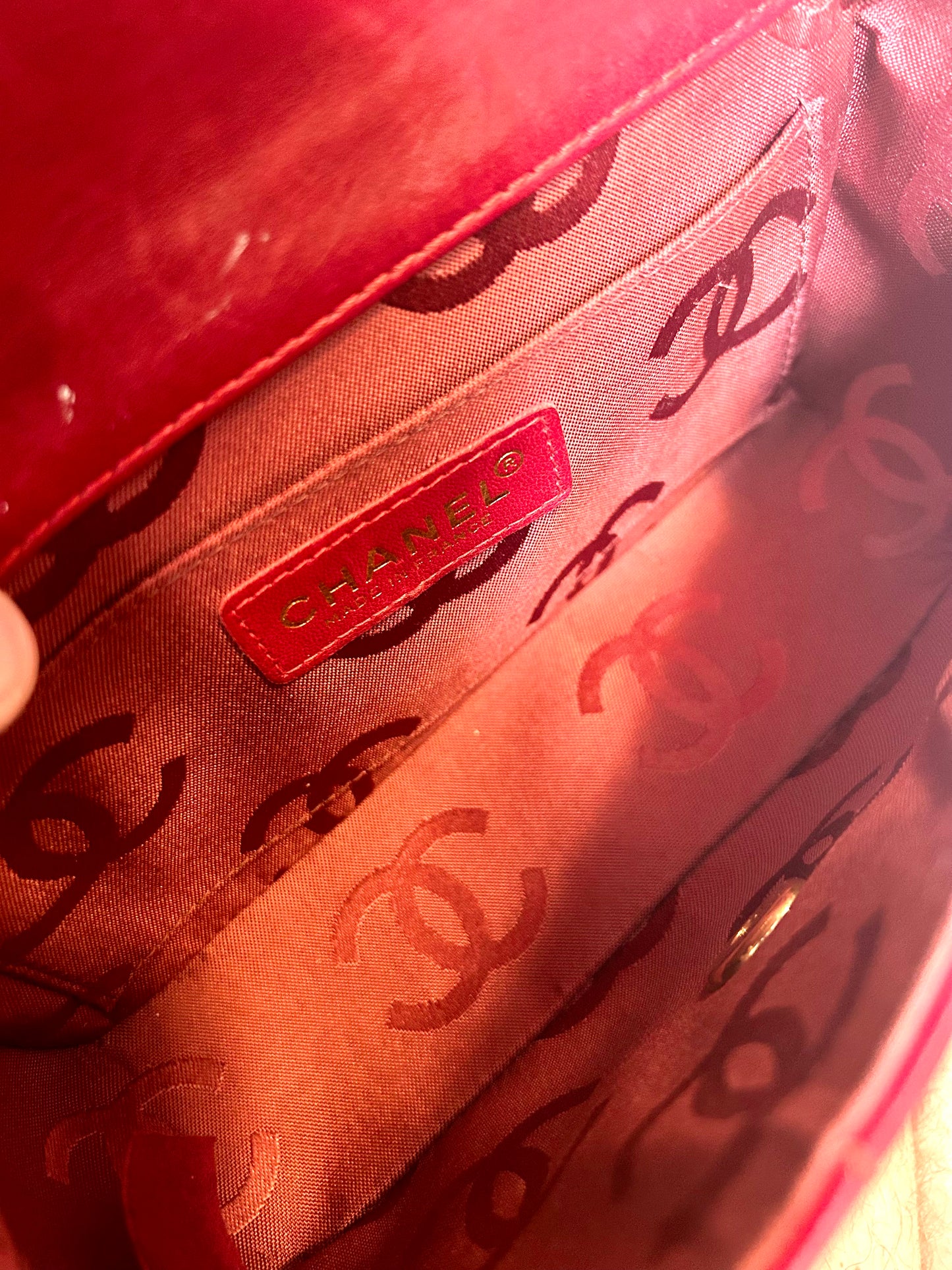 Chanel Red Small Chocolate Bar Flap Bag