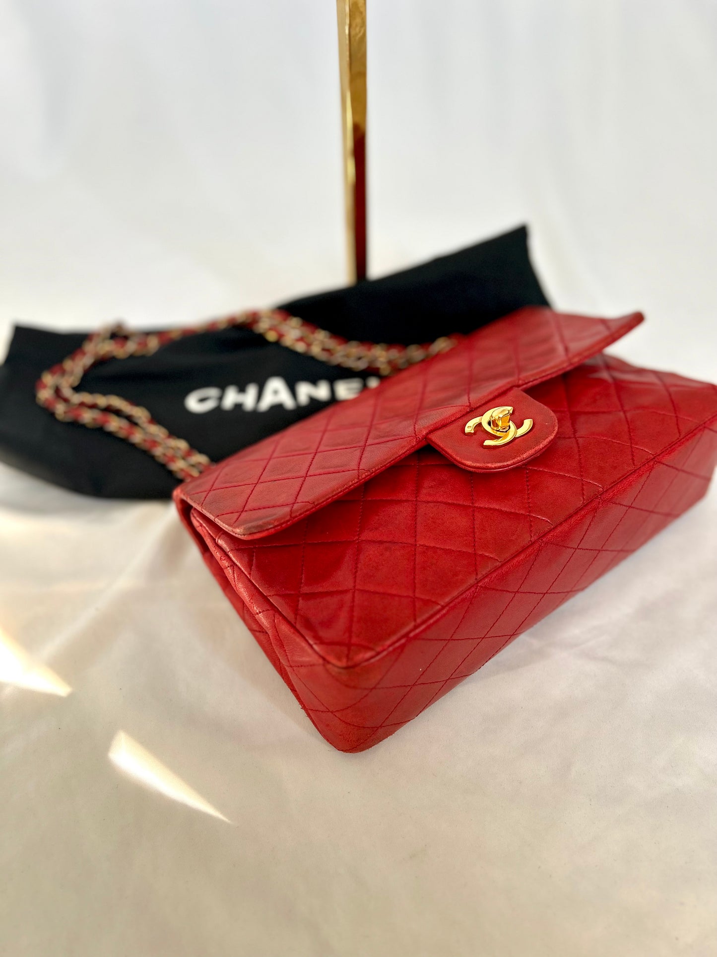 Red Chanel Vintage Lambskin Medium Classic Flap Bag