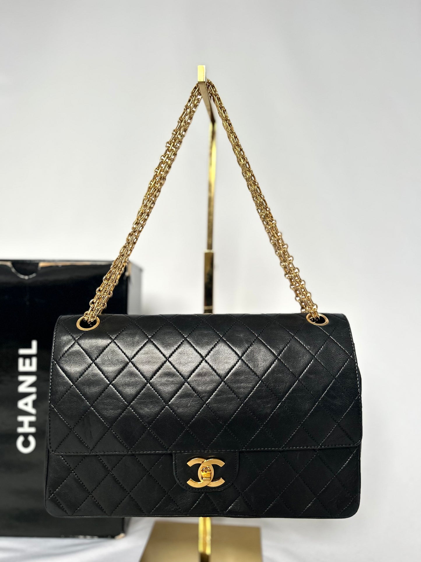Black Vintage Chanel Lambskin Medium Classic Flap