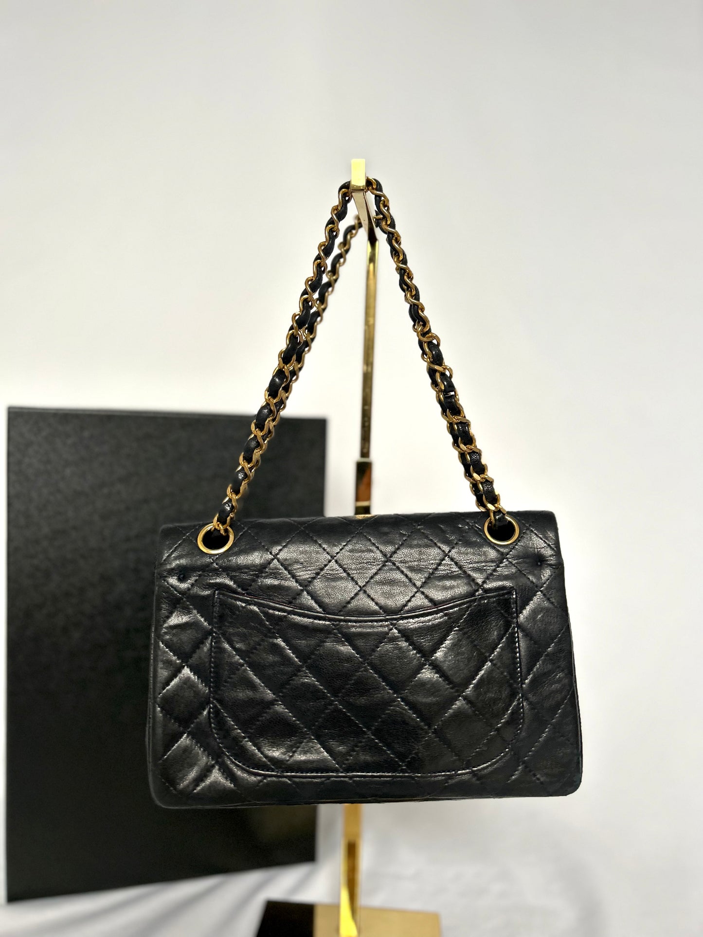 Black Small Vintage Lambskin Chanel Classic Flap