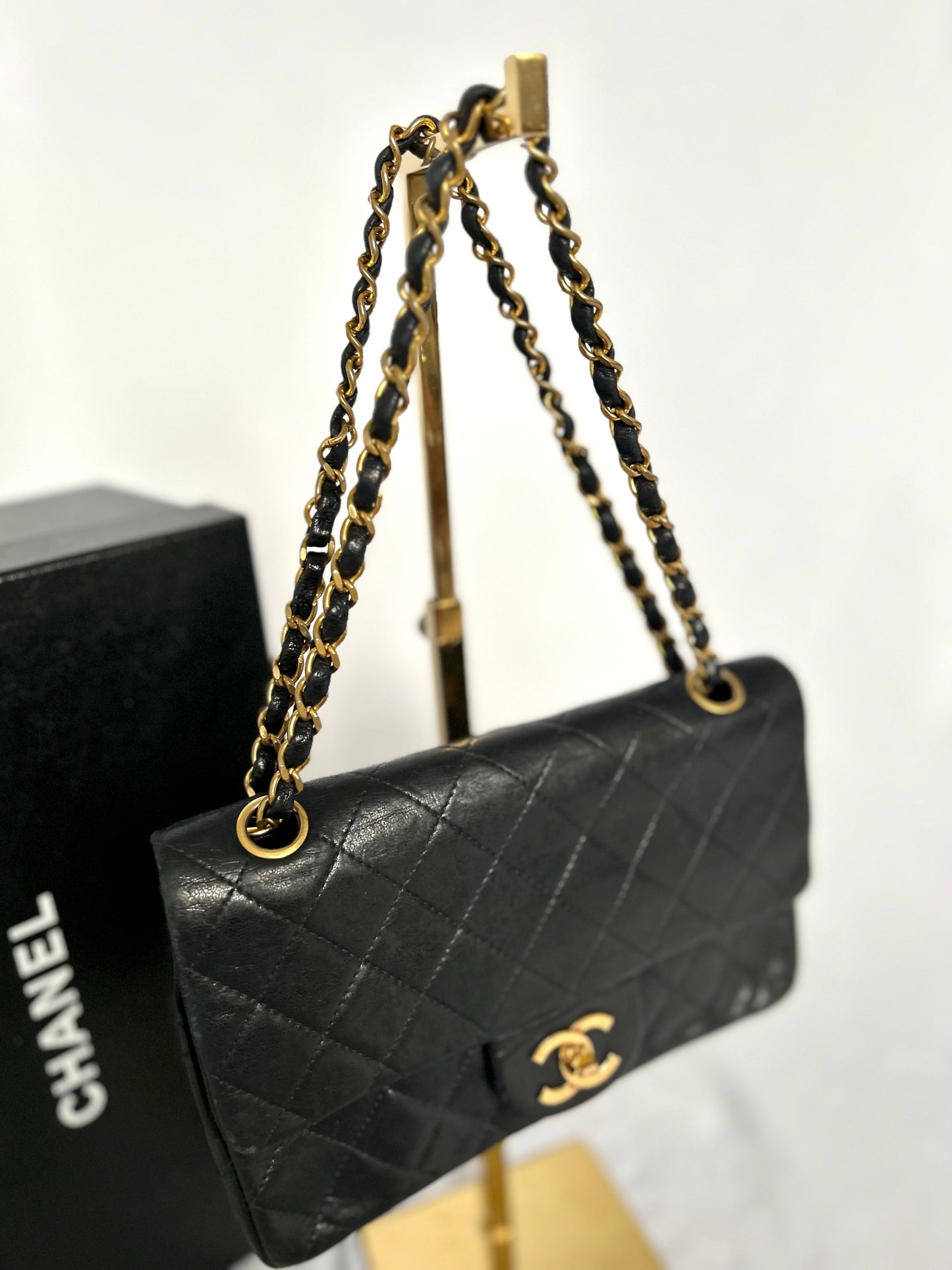 Black Small Vintage Lambskin Chanel Classic Flap