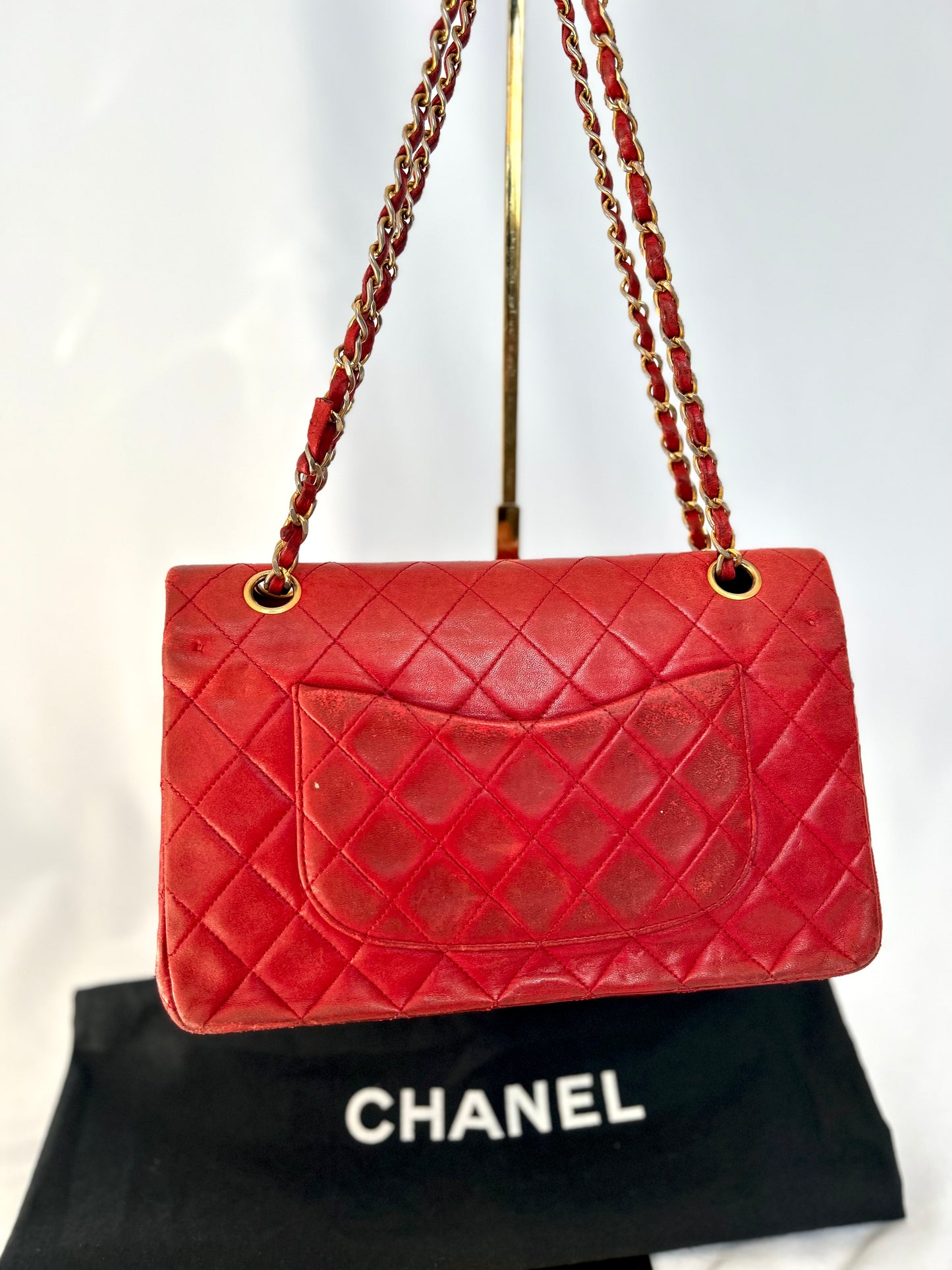 Red Chanel Vintage Lambskin Medium Classic Flap Bag