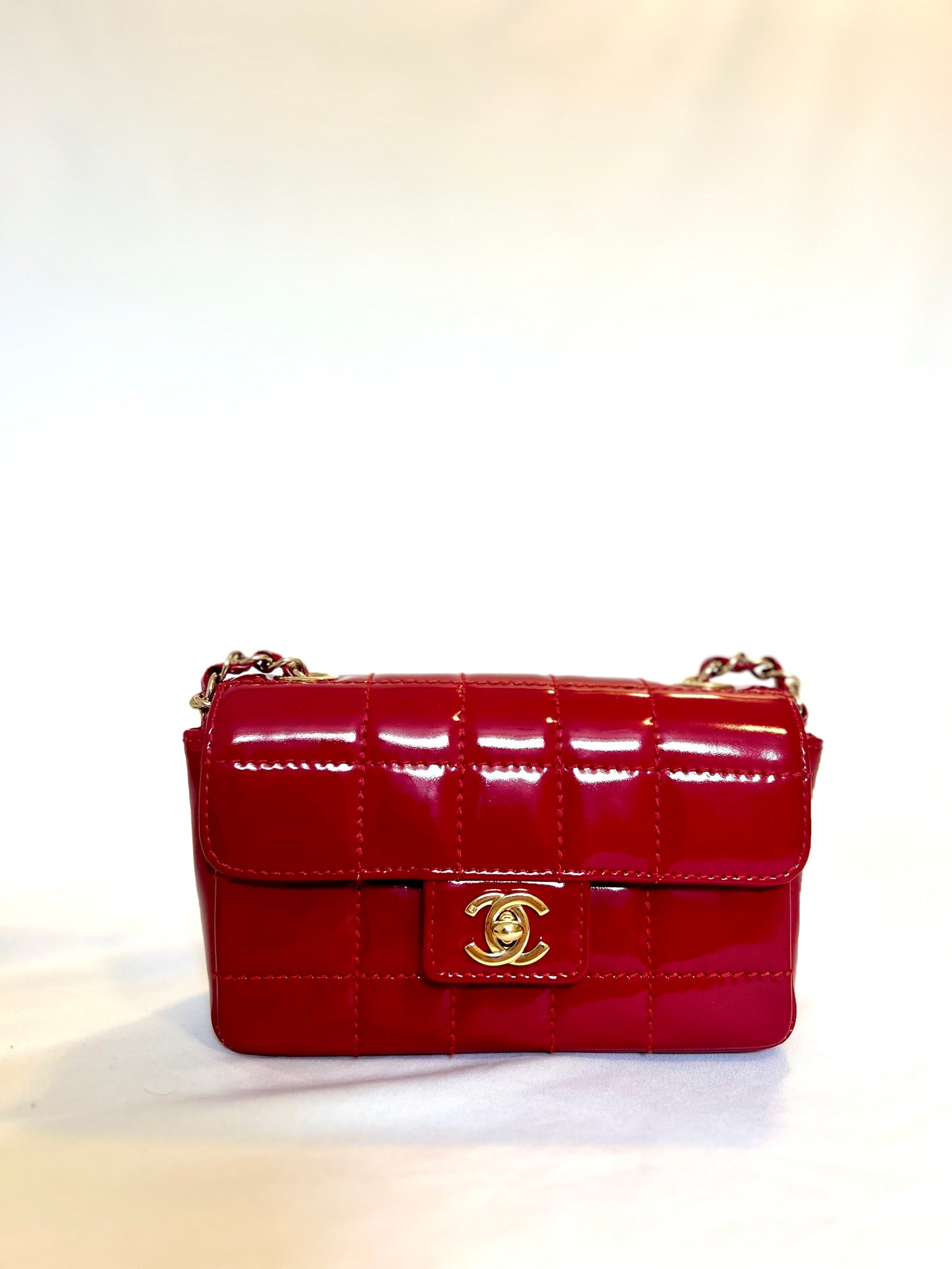 Chanel Red Small Chocolate Bar Flap Bag