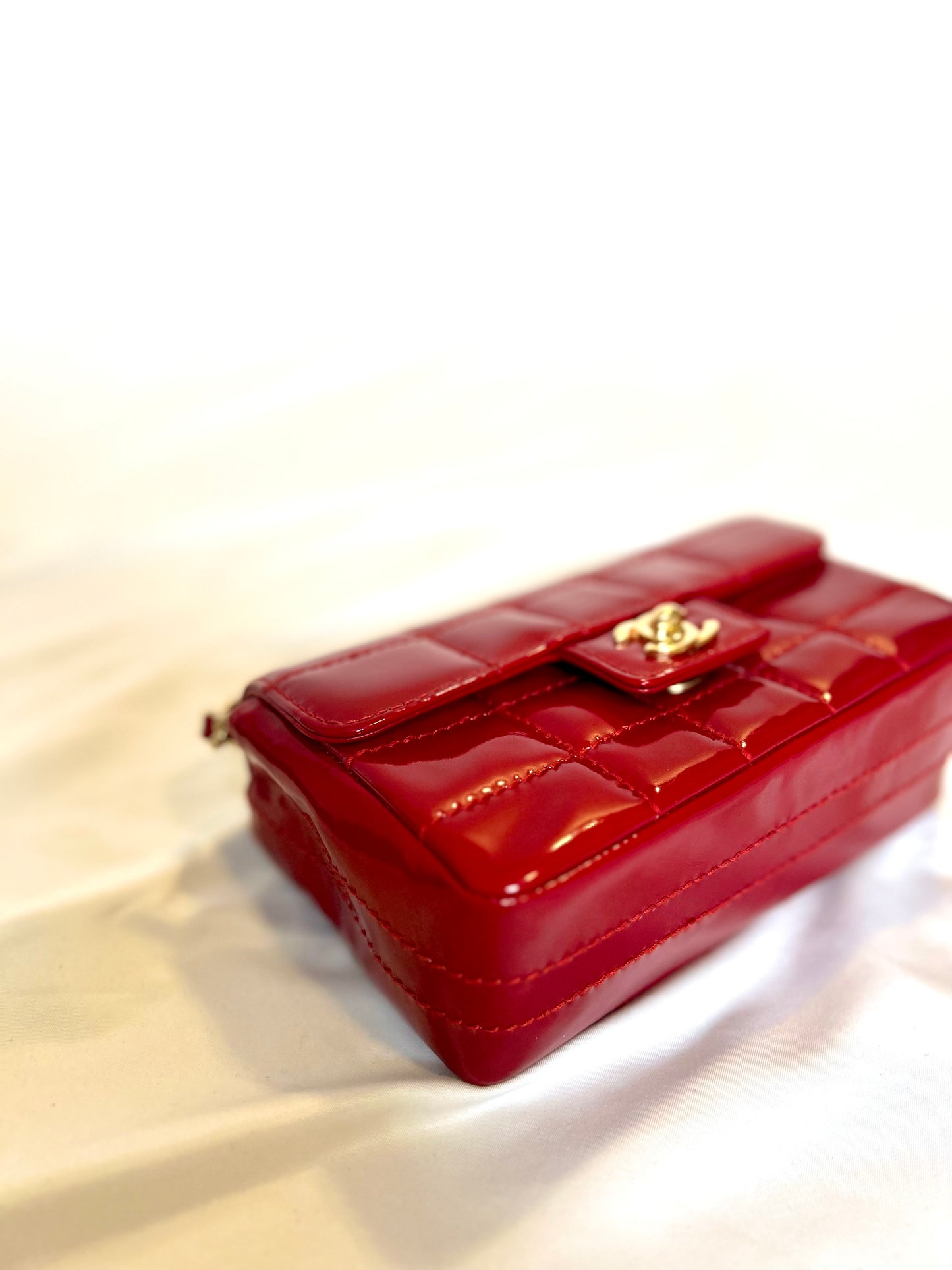 Chanel Red Small Chocolate Bar Flap Bag