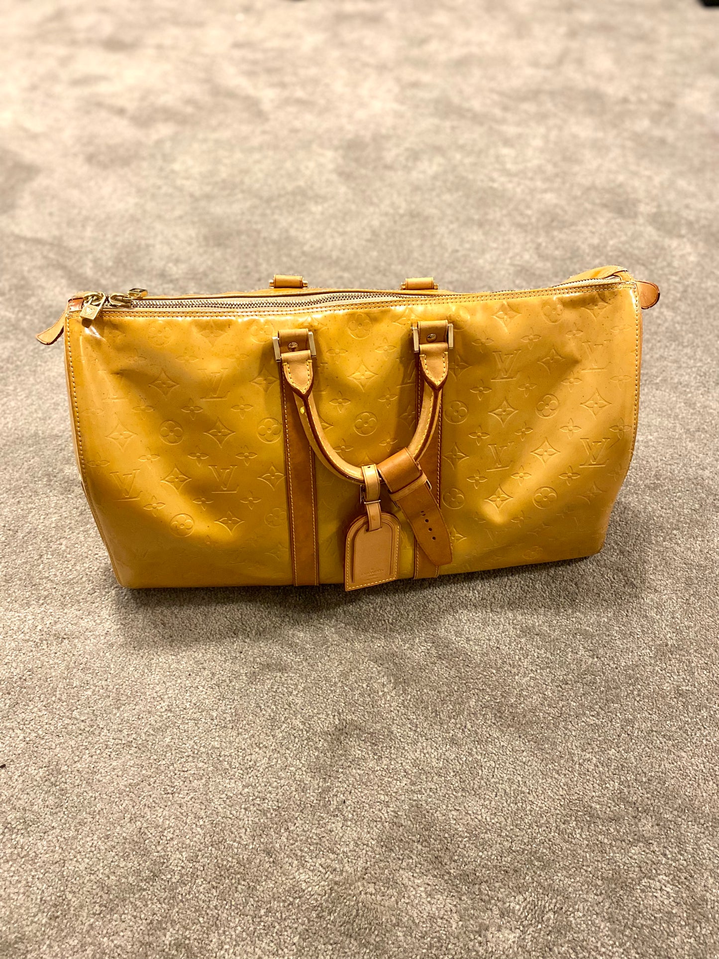 Louis Vuitton Yellow Vernis Keepall 45