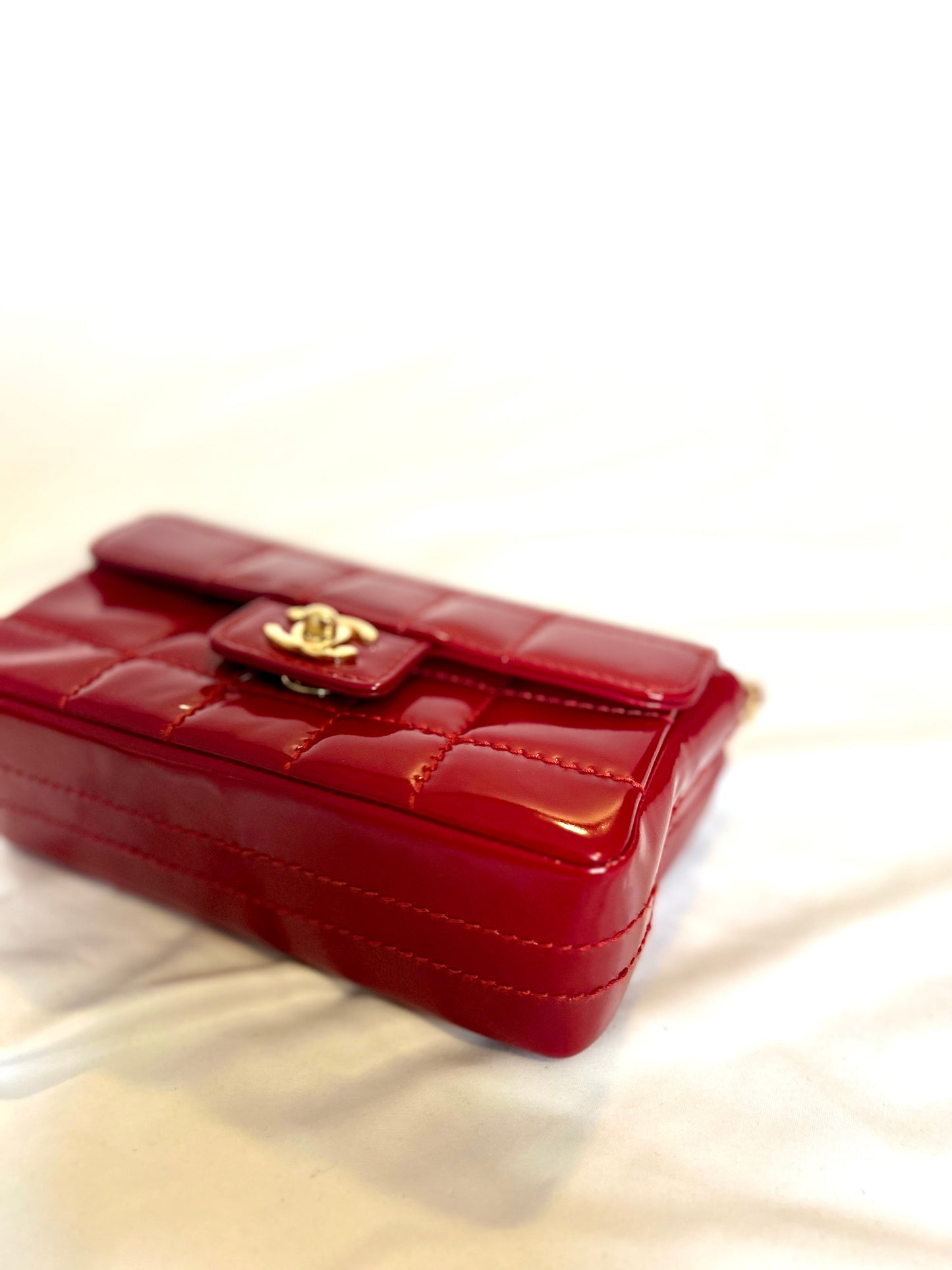Chanel Red Small Chocolate Bar Flap Bag