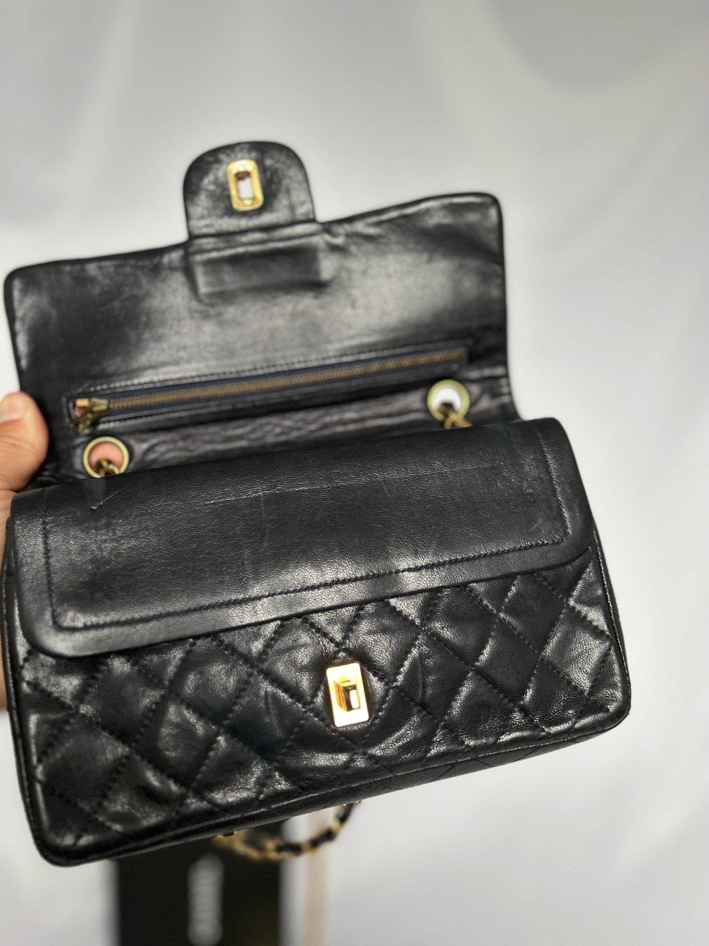 Black Small Vintage Lambskin Chanel Classic Flap