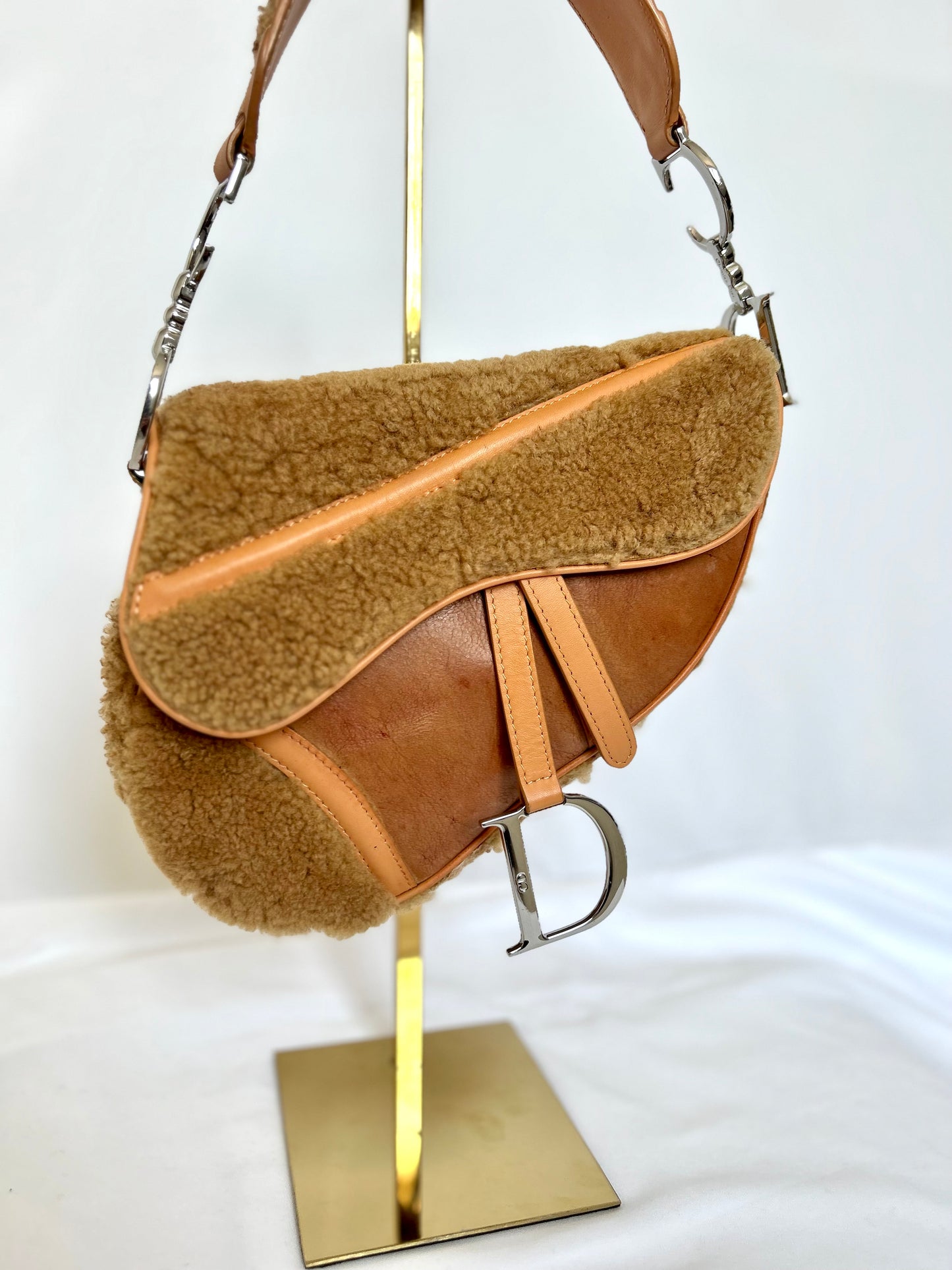 Dior Lamb Shearling Saddle Bag 2005 Flight Collection