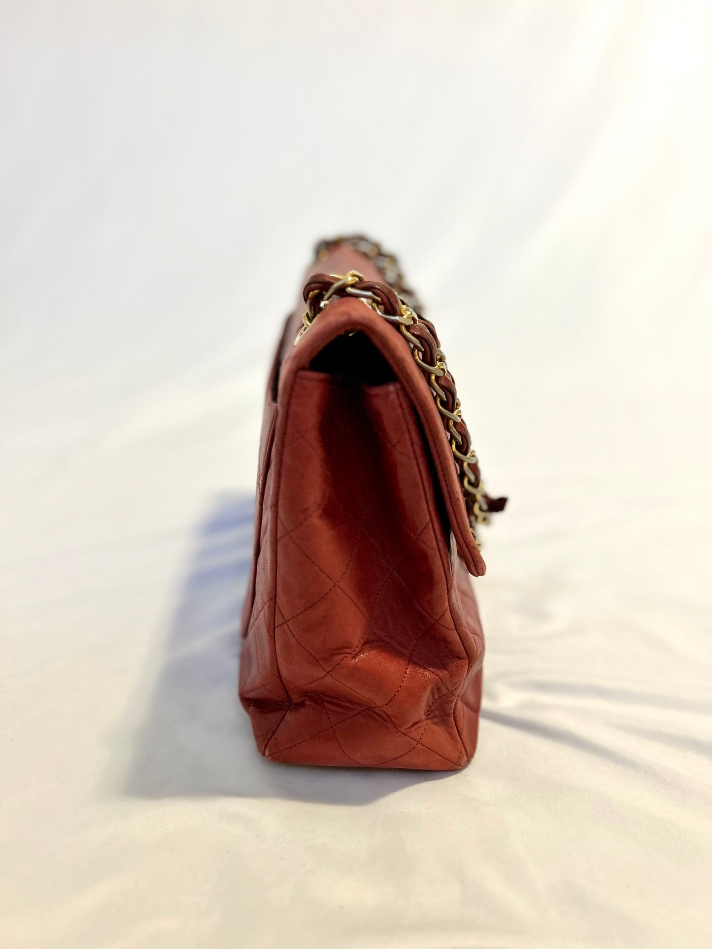 Red Chanel Vintage Lambskin Maxi Flap Bag Purse