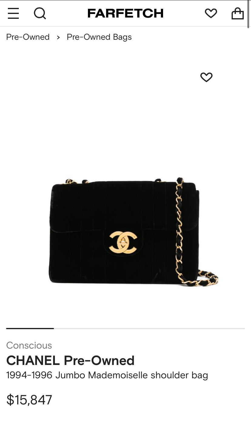 Chanel Velvet Velour Classic Jumbo 1994-1996
