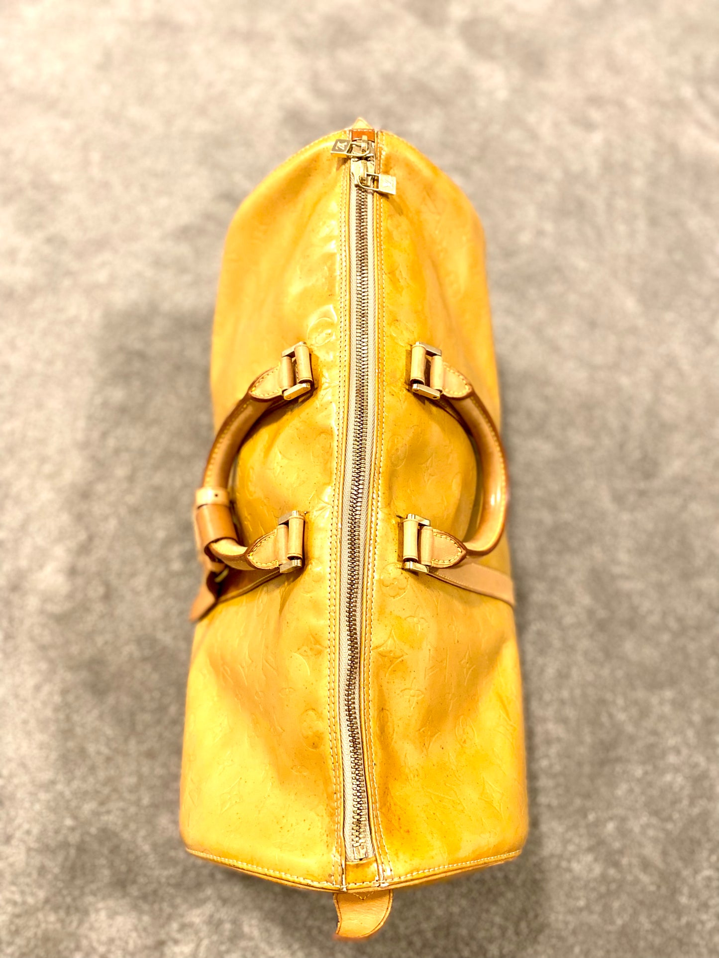 Louis Vuitton Yellow Vernis Keepall 45