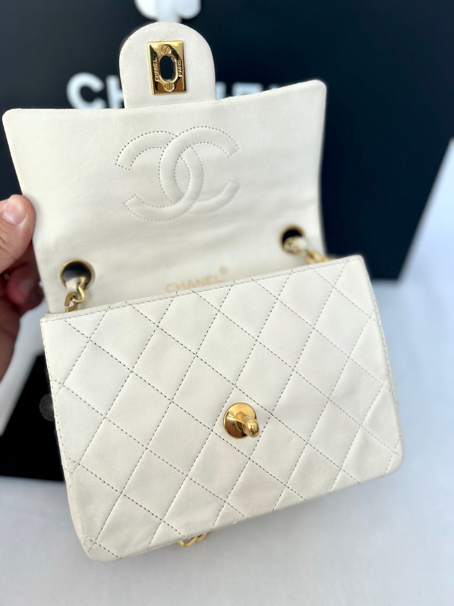 Chanel White Mini Square Flap Bag