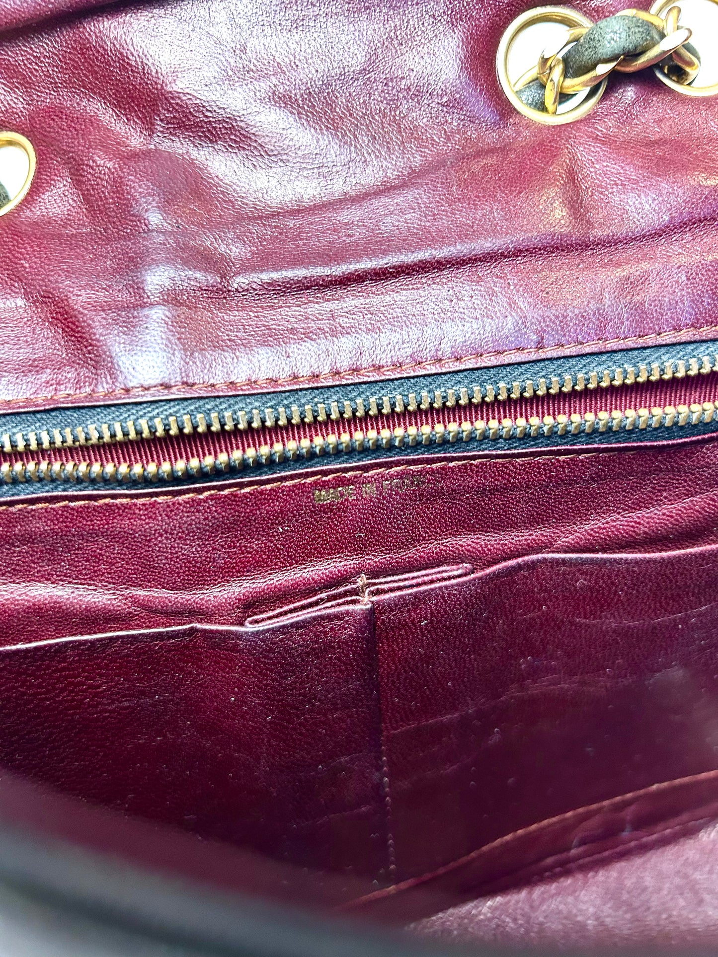 Black Lambskin Diagonal Quilted Flap Bag