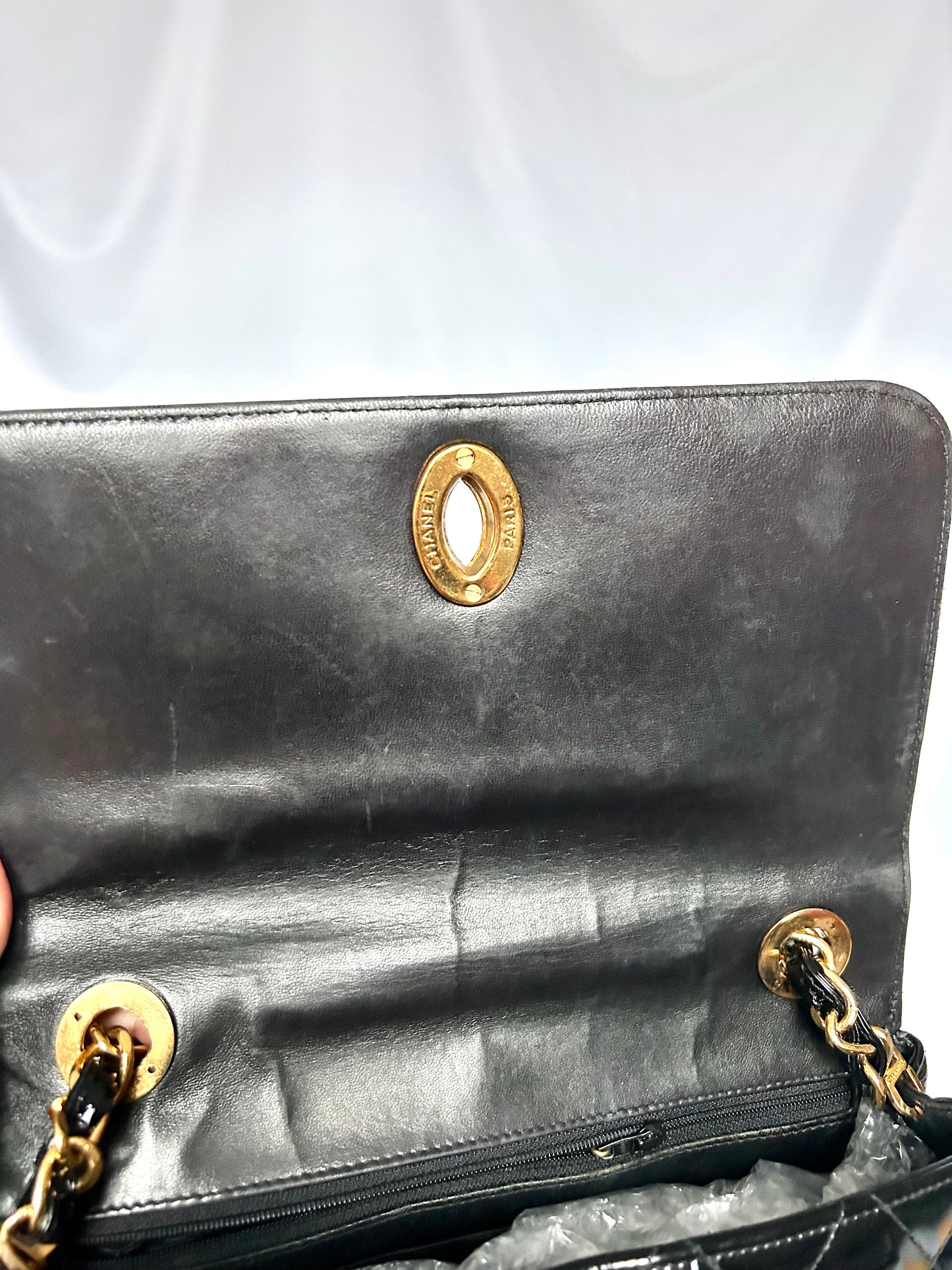 Gorgeous Vintage Black Patent Leather Square Bag