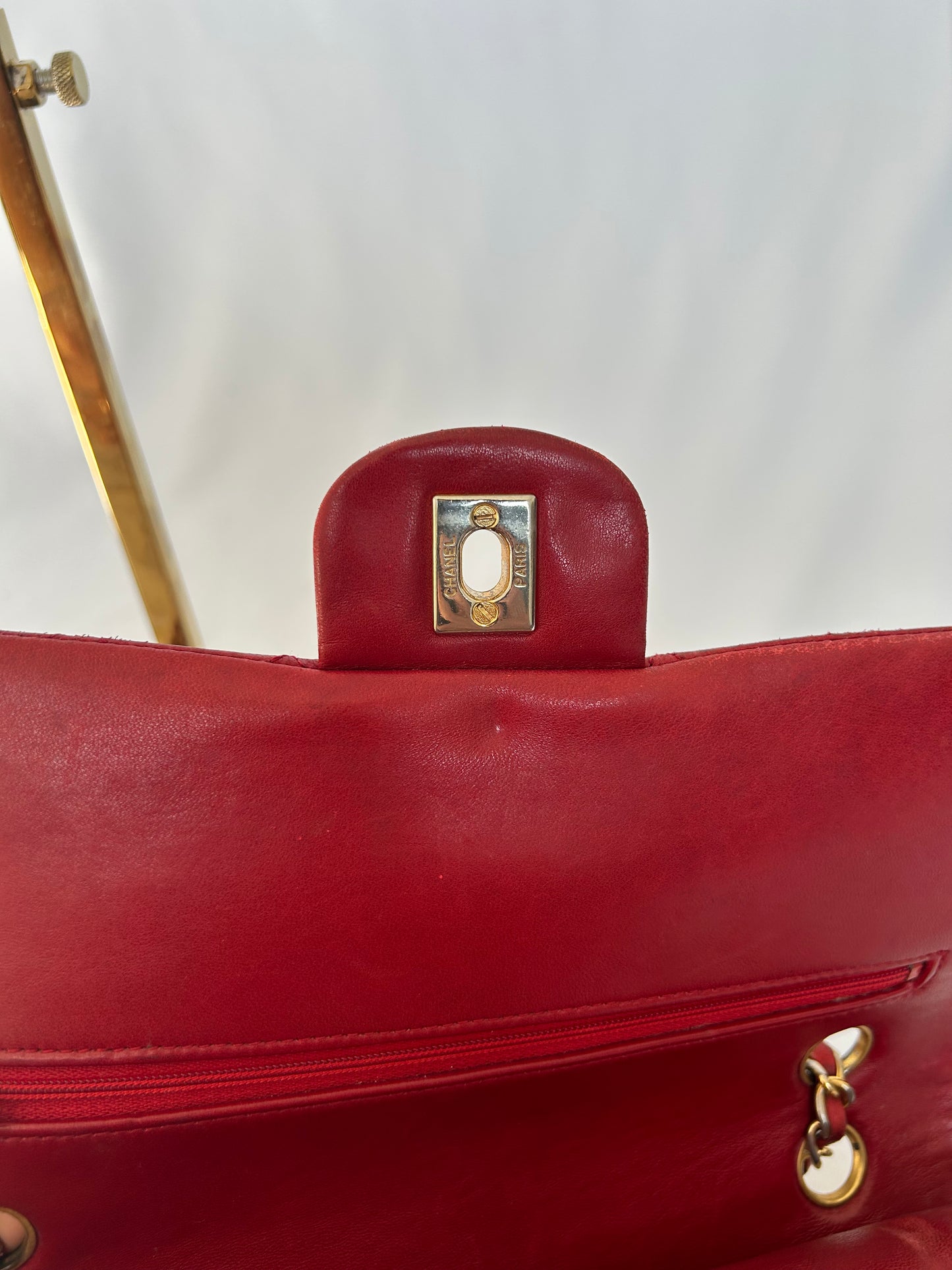 Red Chanel Vintage Lambskin Medium Classic Flap Bag