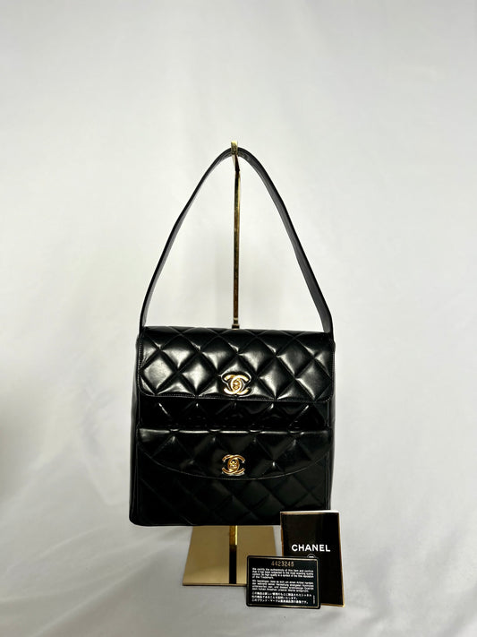 Chanel Double Turnlock Patent Leather Shoulder Bag