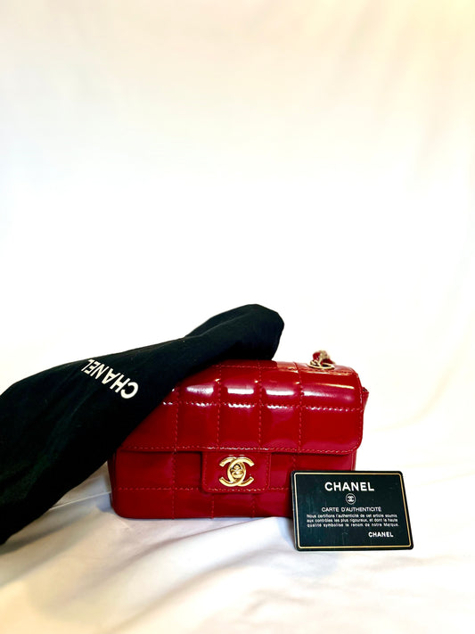 Chanel Red Small Chocolate Bar Flap Bag
