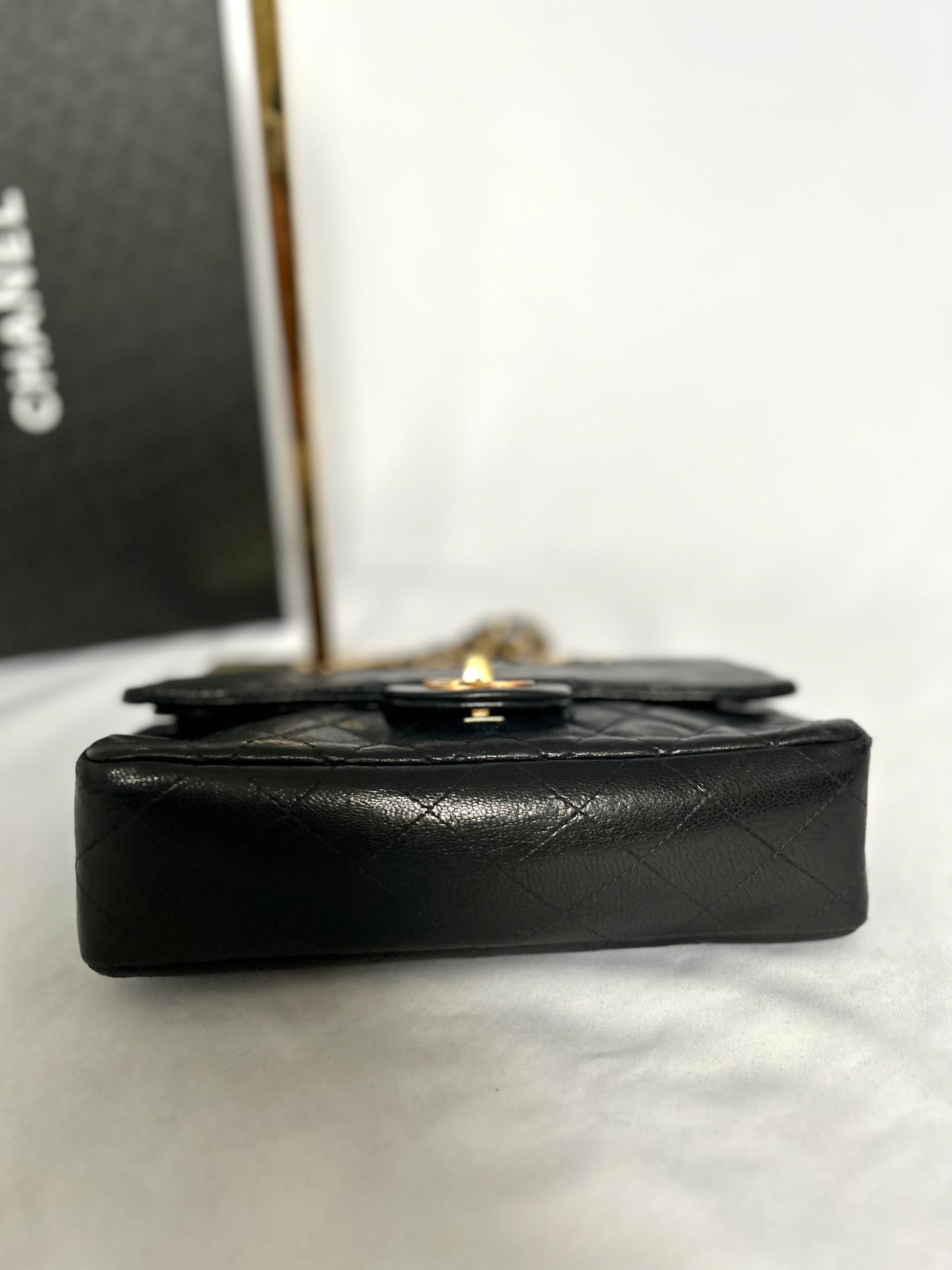Black Small Vintage Lambskin Chanel Classic Flap
