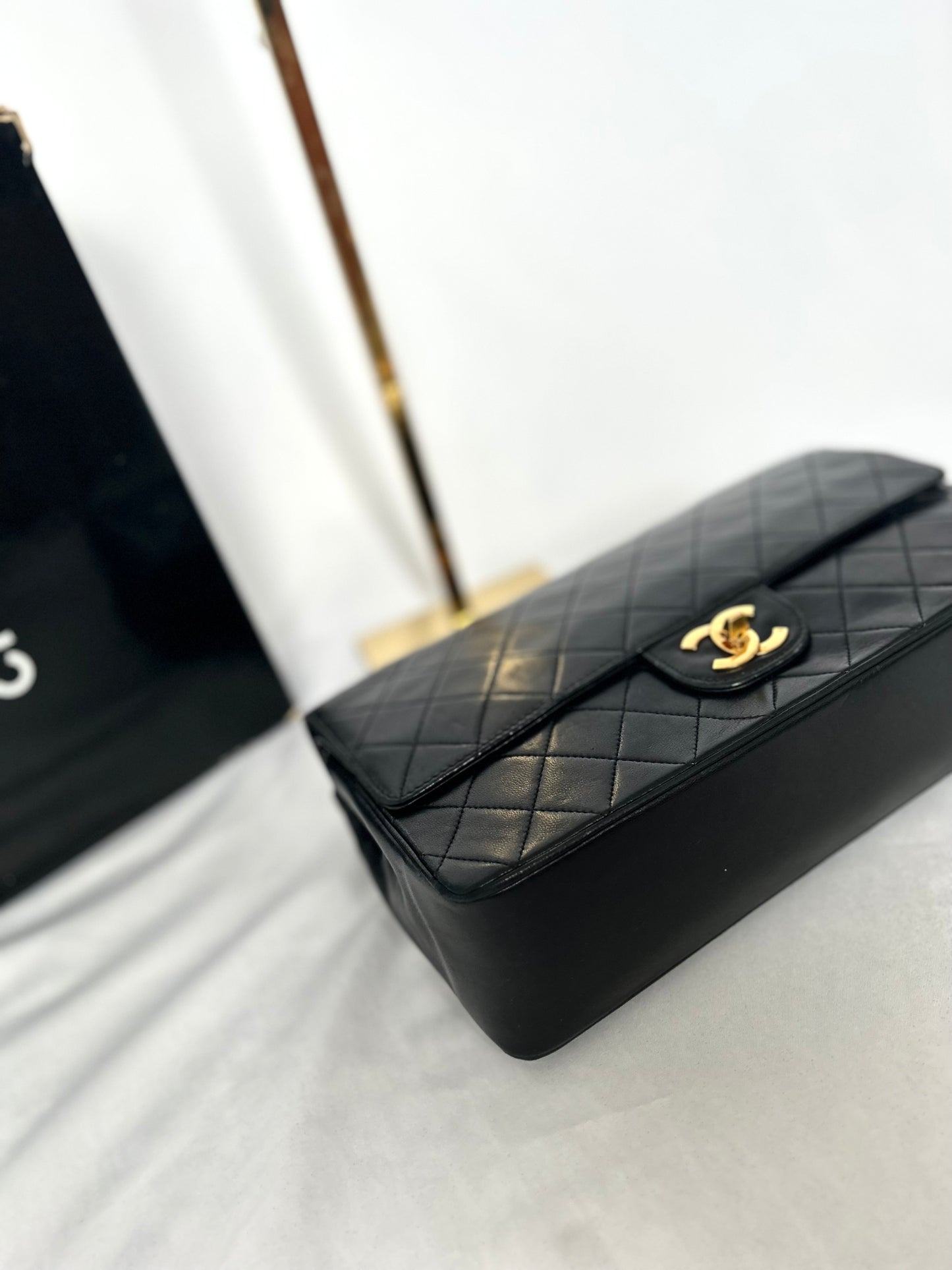Black Vintage Chanel Lambskin Medium Classic Flap