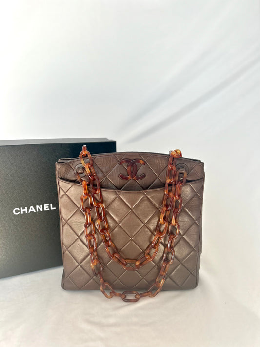 (Copy) 1986 Chanel Lambskin Tortoiseshell Chain Tote