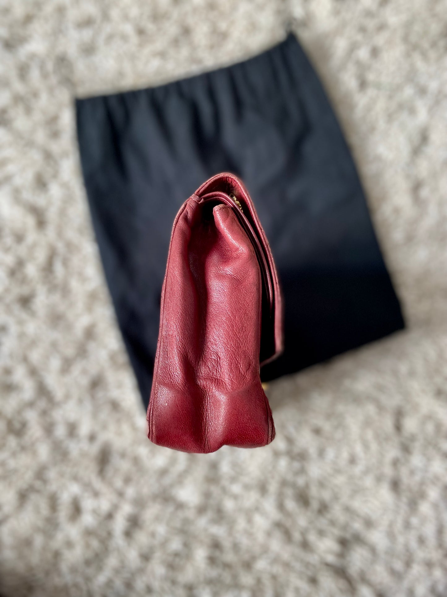 Burgundy Lambskin Chanel Double Flap