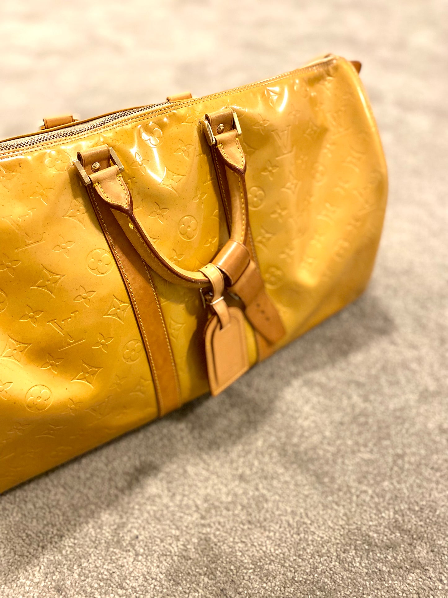 Louis Vuitton Yellow Vernis Keepall 45