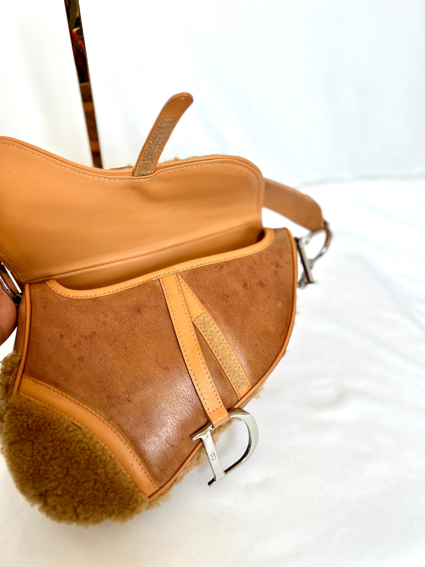 Dior Lamb Shearling Saddle Bag 2005 Flight Collection