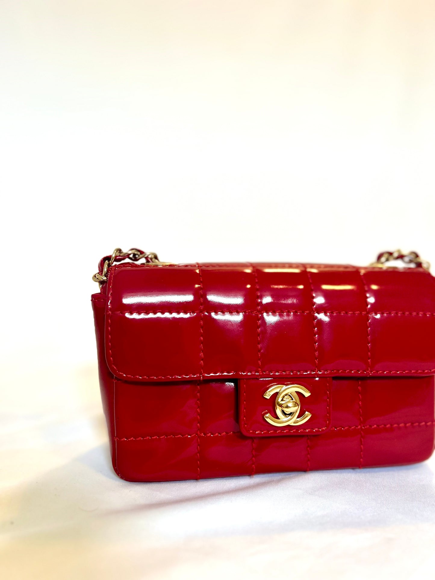 Chanel Red Small Chocolate Bar Flap Bag