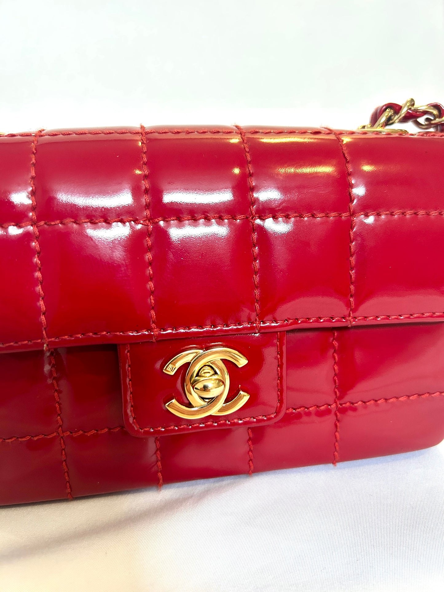 Chanel Red Small Chocolate Bar Flap Bag