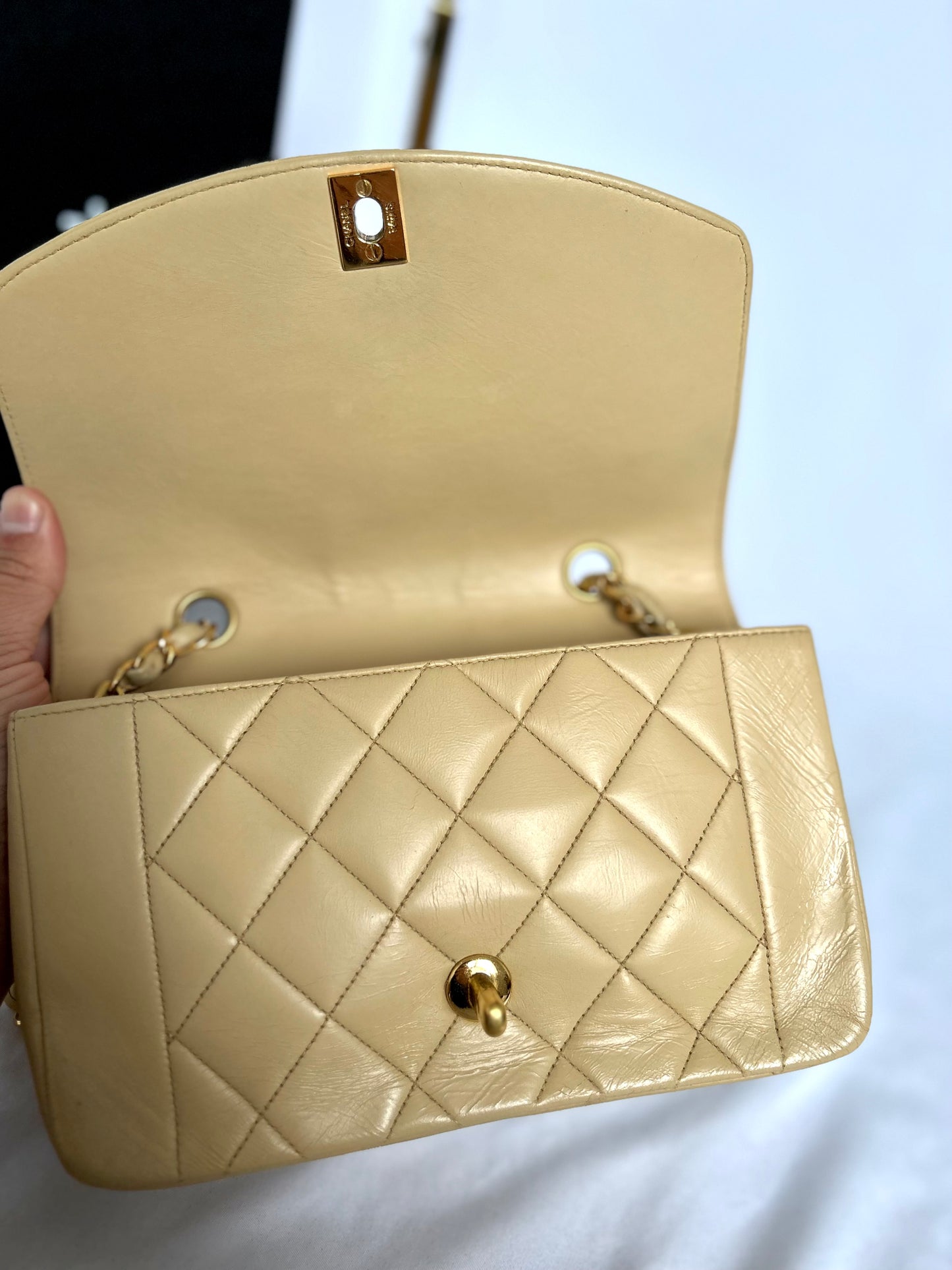 Vintage Chanel Beige Diana Small Flap Bag
