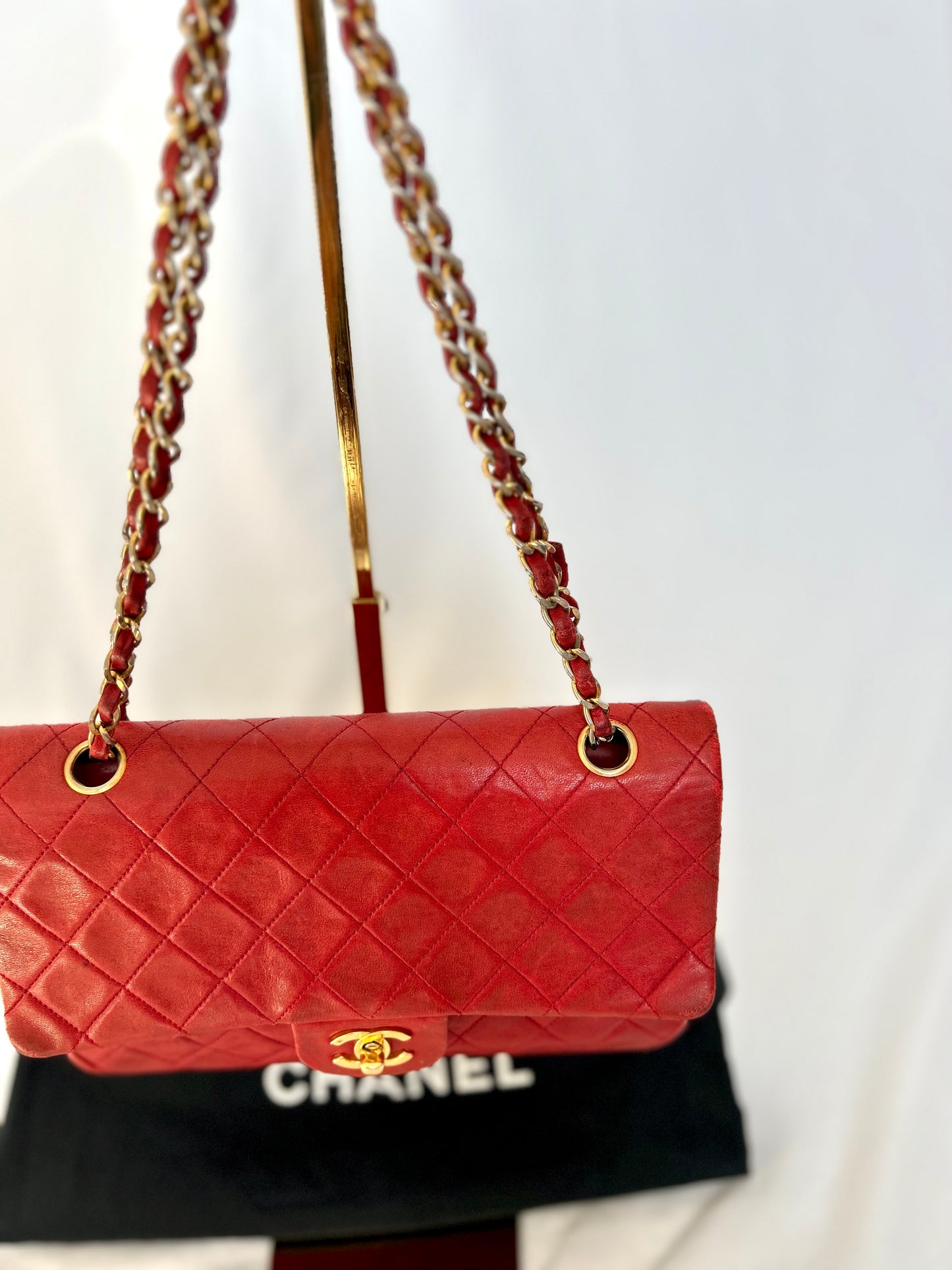 Red Chanel Vintage Lambskin Medium Classic Flap Bag