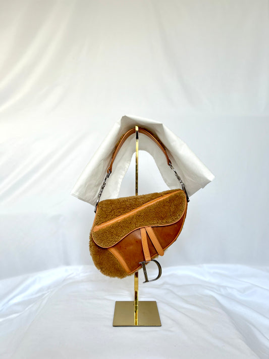 Dior Lamb Shearling Saddle Bag 2005 Flight Collection
