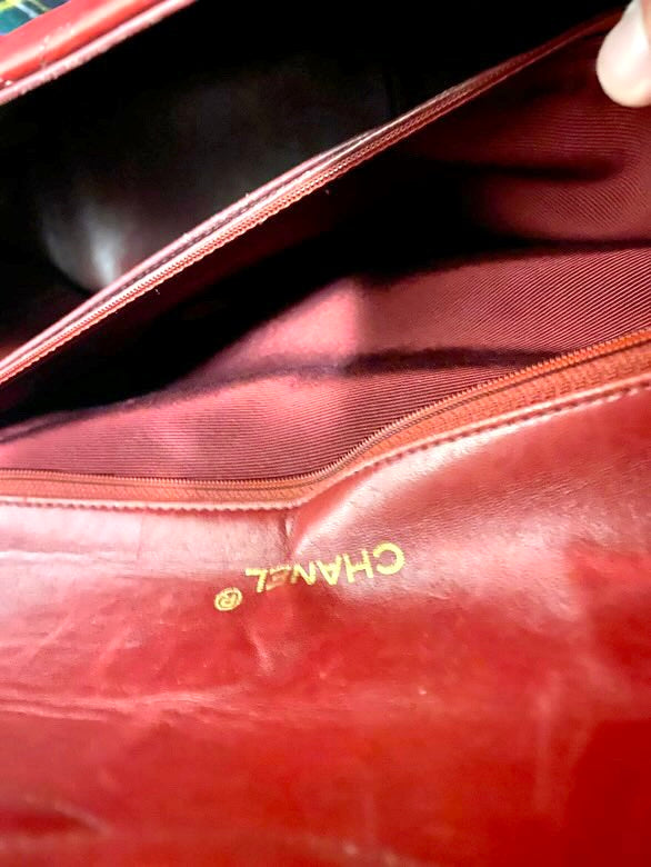 Red Chanel Vintage Lambskin Maxi Flap Bag Purse