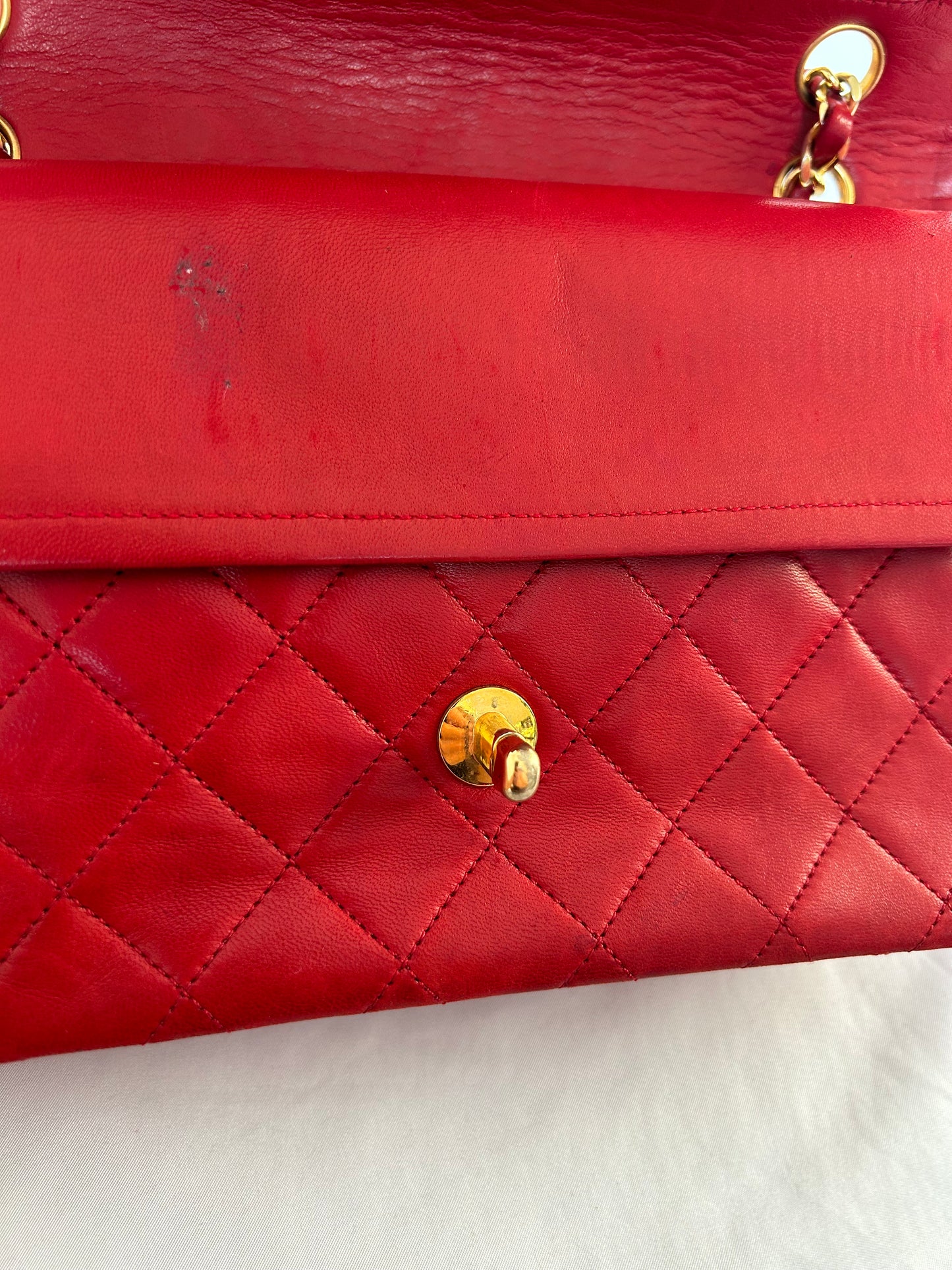 Red Chanel Classic Flap