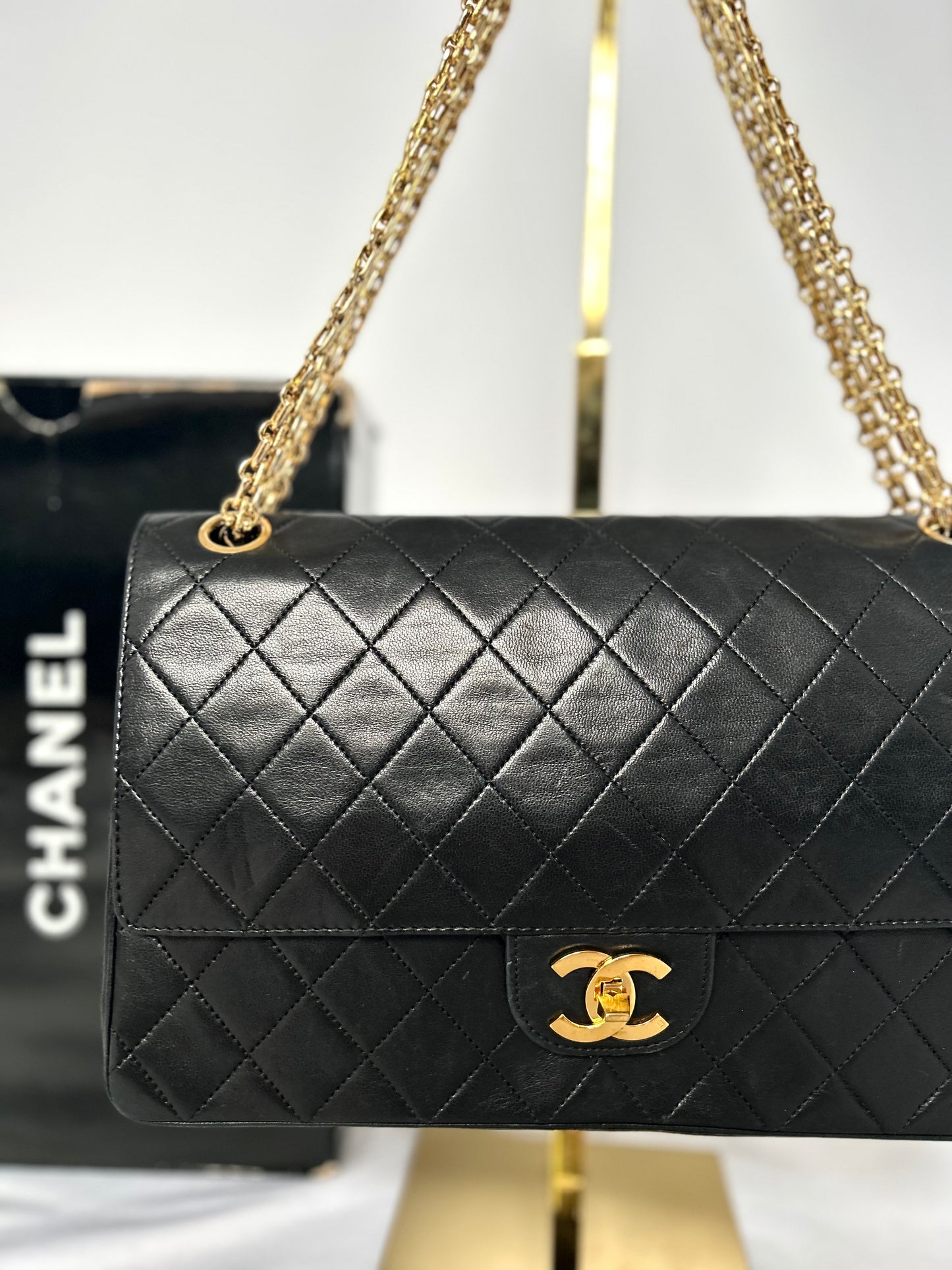 Black Vintage Chanel Lambskin Medium Classic Flap