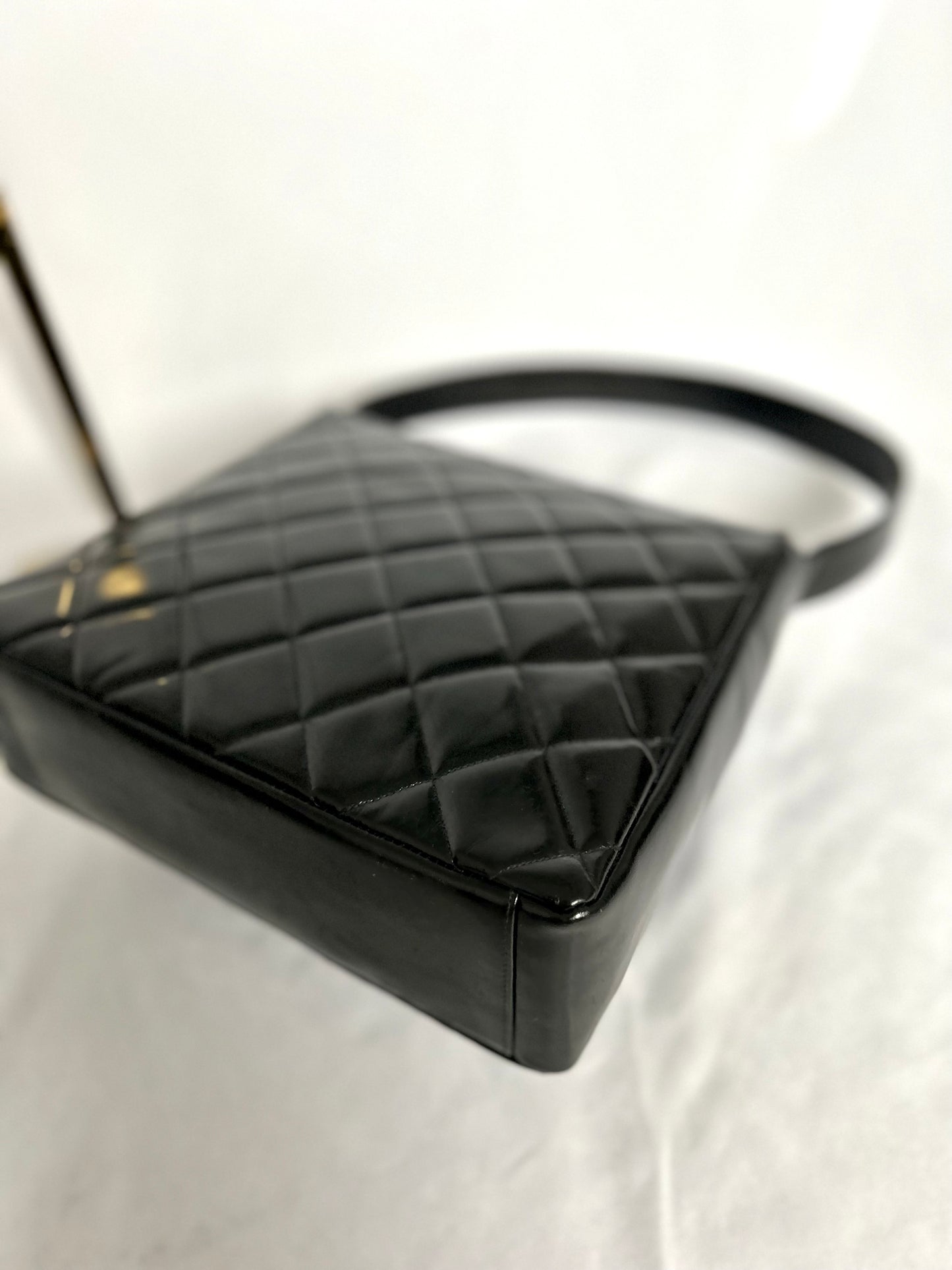 Chanel Double Turnlock Patent Leather Shoulder Bag