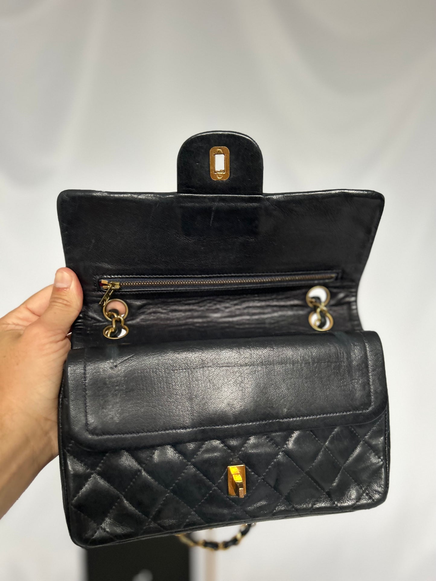 Black Small Vintage Lambskin Chanel Classic Flap