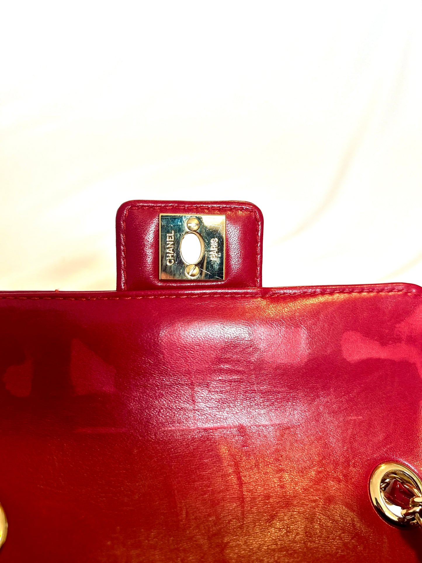 Chanel Red Small Chocolate Bar Flap Bag